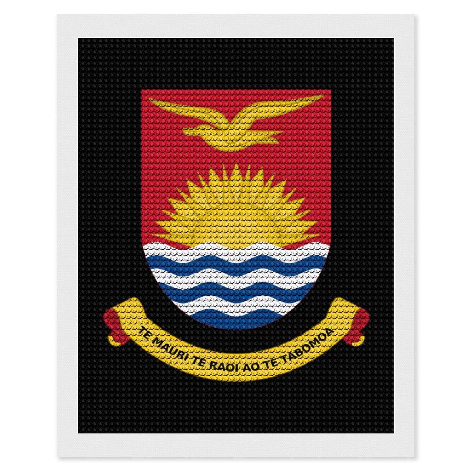 Nclqvjxzkhw Style Coat Of Arms Of Kiribati Diamond Art Painting For Adult Round Diamonds Pictures Arts Crafts Home Wall Decor 16"X20"