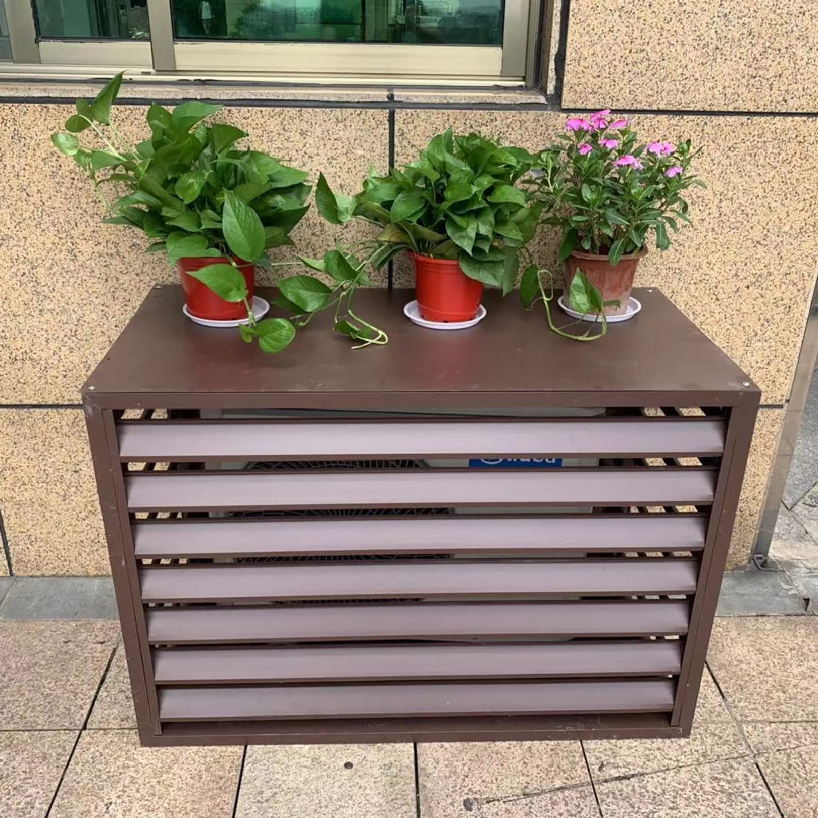 QYMYOZ Outdoor Air Conditioner Cover - Condensing Unit Protection, Aluminum Privacy Fence Grille for AC & Heat Pump, Durable Outdoor AC Unit Cover, Weather-Resistant Protection