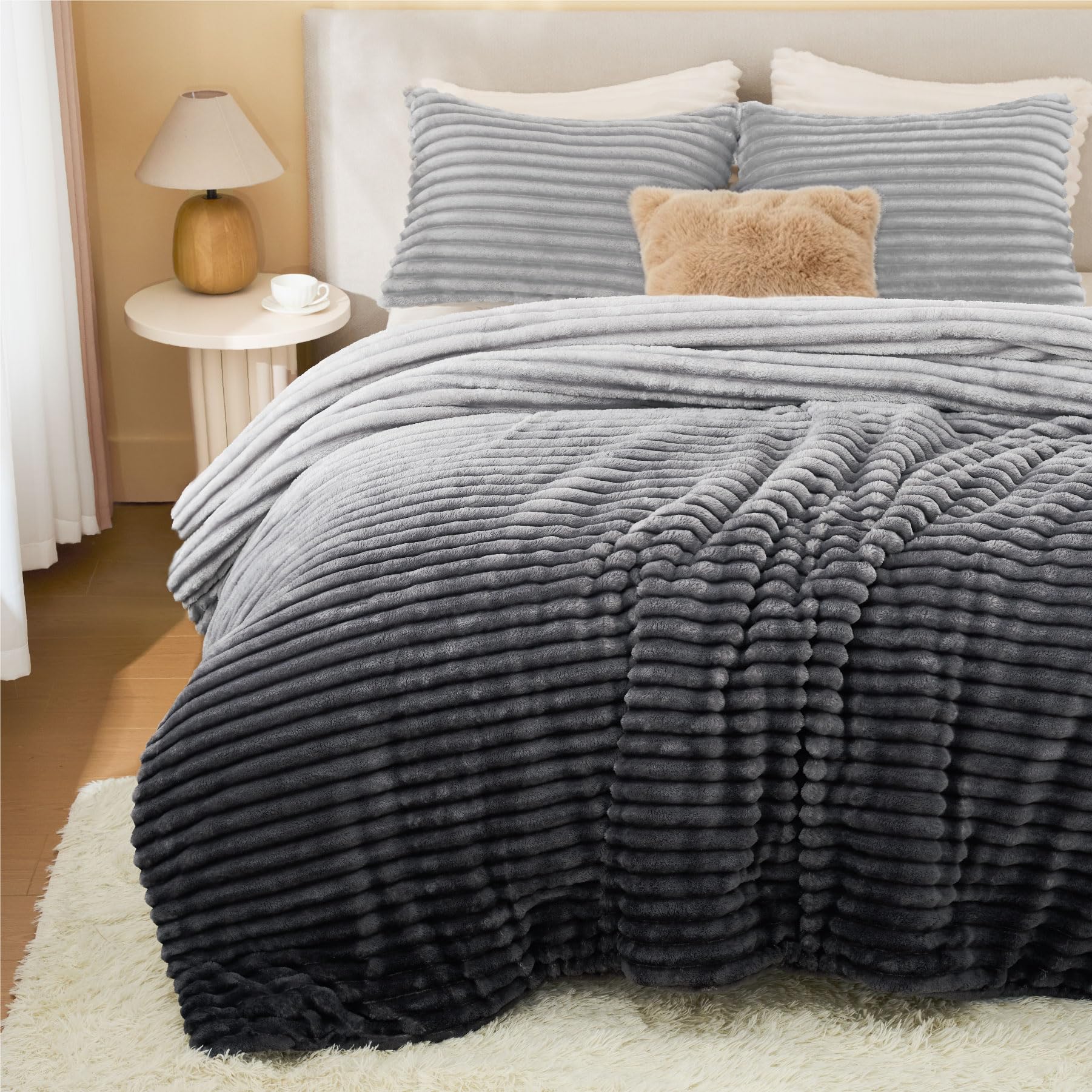 BEDELITE Fleece Queen Comforter Set - Cream White -13 BEDELITE Fleece Queen Comforter Set - Cream White -13