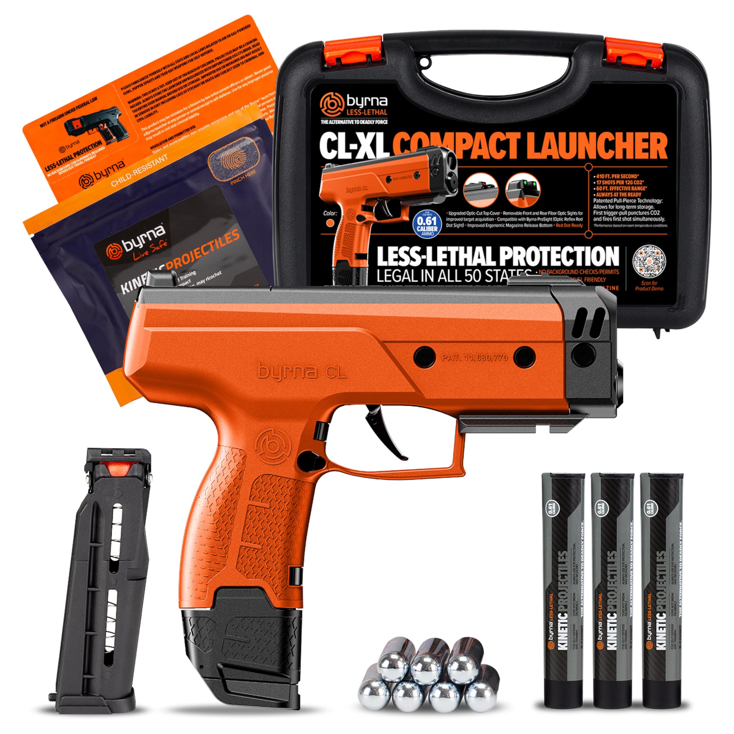 Byrna CL-XL [Compact Launcher XL] Kinetic Launcher Ultimate Bundle - Non Lethal Kinetic Projectile Launcher, Home &amp; Personal Defense