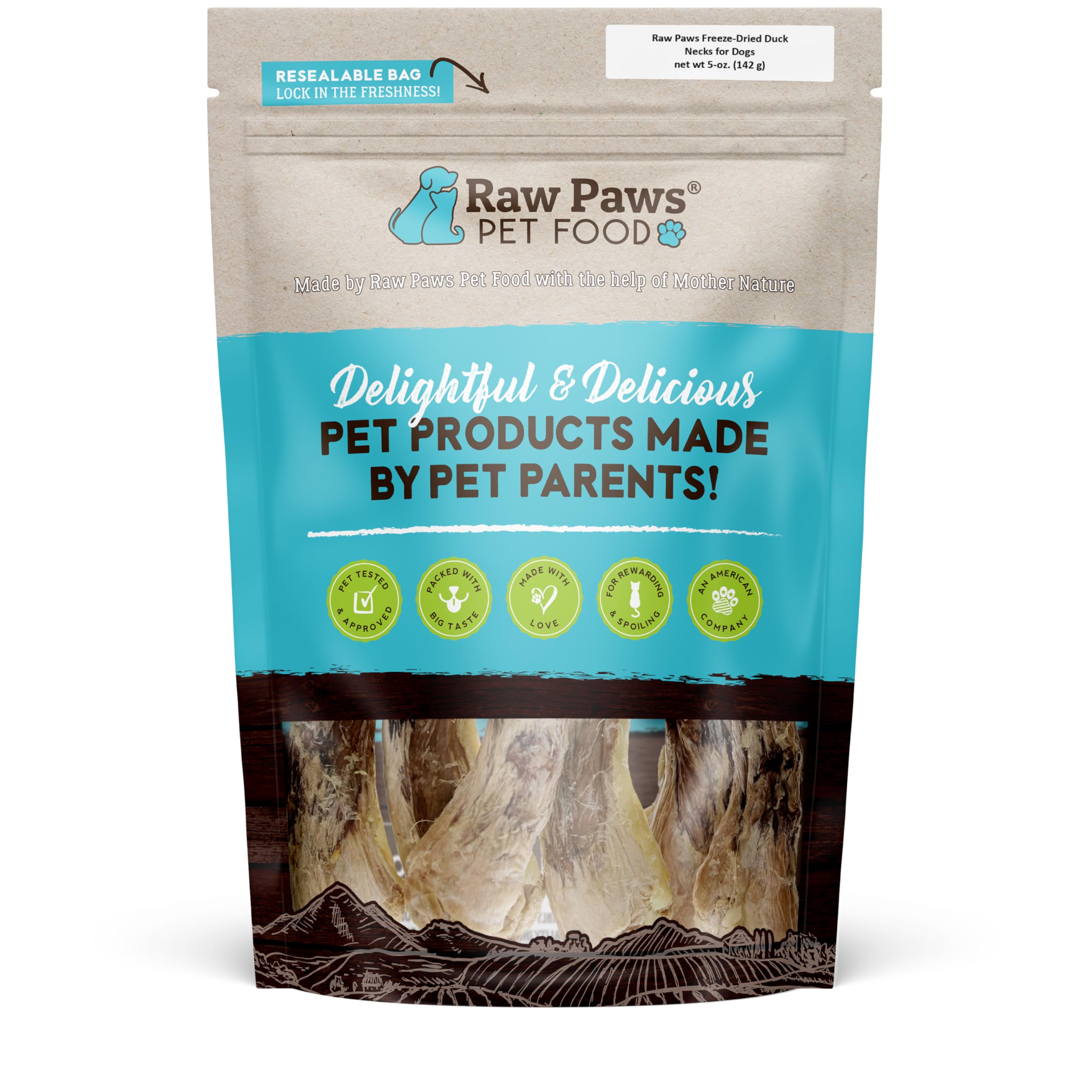 Raw Paws Freeze Dried Duck Necks for Dogs, 5-oz - Made in USA - All Natural Duck Dog Treats - Single Ingredient