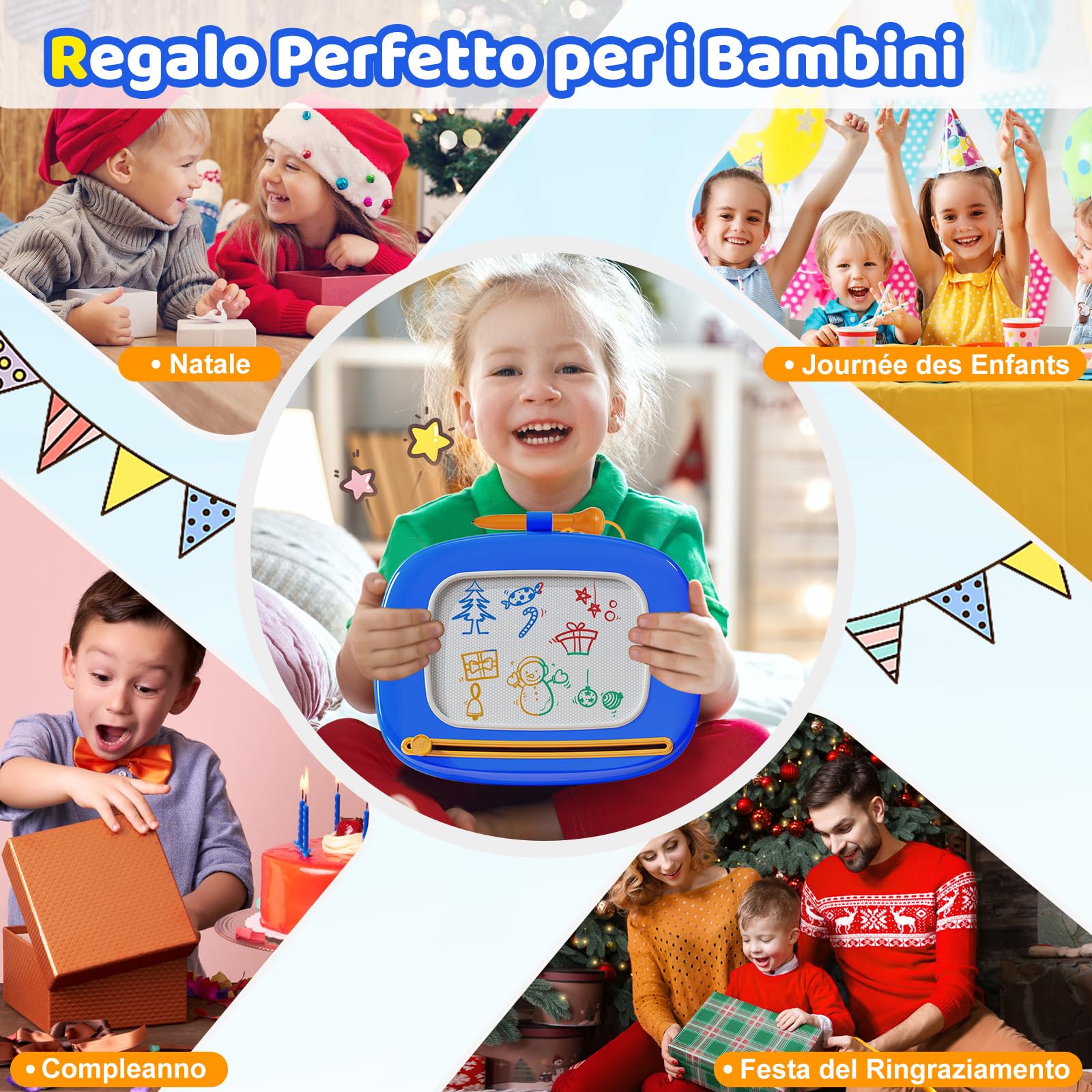 Kikidex Giocattolo per bambini da 1 a 3 anni,lavagna magnetica bambini,giocattolo per bambine da 1 a 2,lavagna magica per dipingere,giocattolo educativo per bambini,regalo di compleanno-Blu scuro