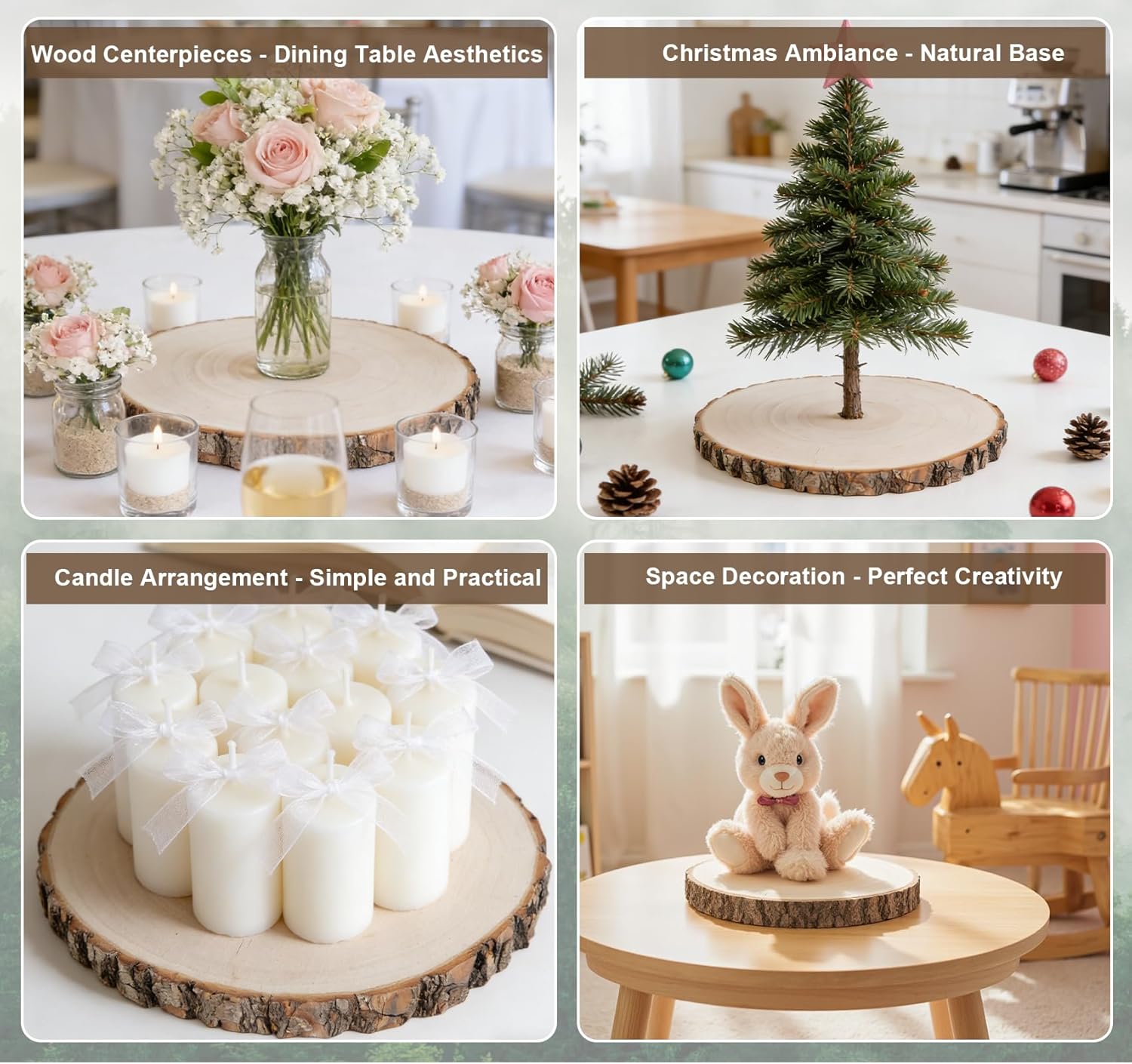 4 Pcs Natural Wood Slices for Centerpieces, 8-9 Inch Unfinished Wood Centerpieces for Tables, Rustic Wooden Discs for Crafts Dinner Table, Baby Shower, Wedding Decorations - Image 6