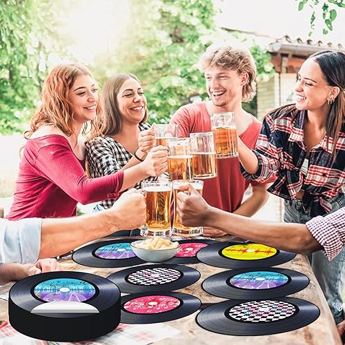 Miniatura 7 de 60 manteles individuales desechables de papel de disco de 13.7 pulgadas, manteles individuales de vinilo de rock and roll, manteles individuales de