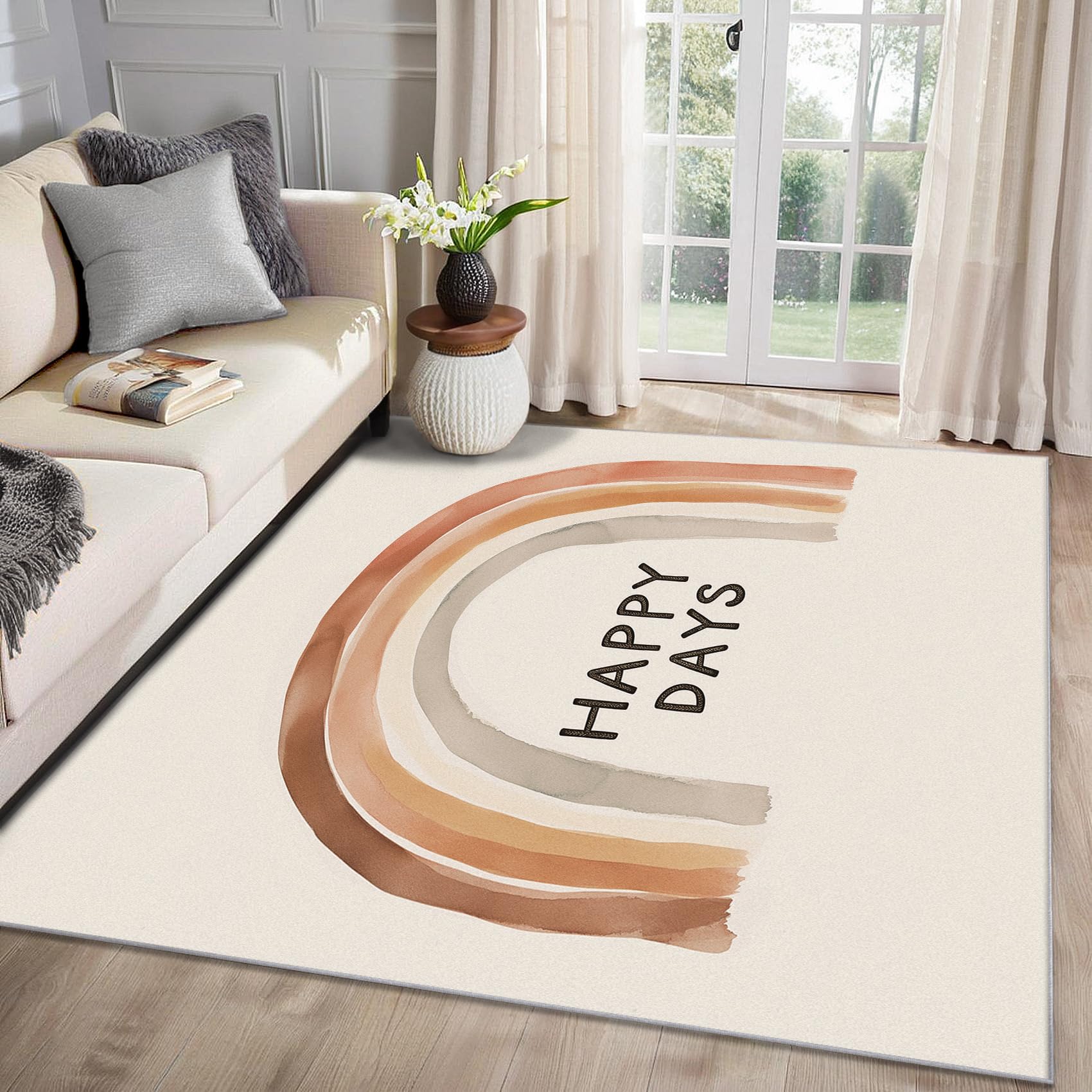 MMYAOKEN Rainbow Rug for Girls Bedroom - Cute Cartoon Rug Large 160 x 230, Kids Nursery Patterned Area Rugs for Living Room Bedroom, Machine Washable Non Slip Soft Carpet, Rainbow Home Decor & Gifts