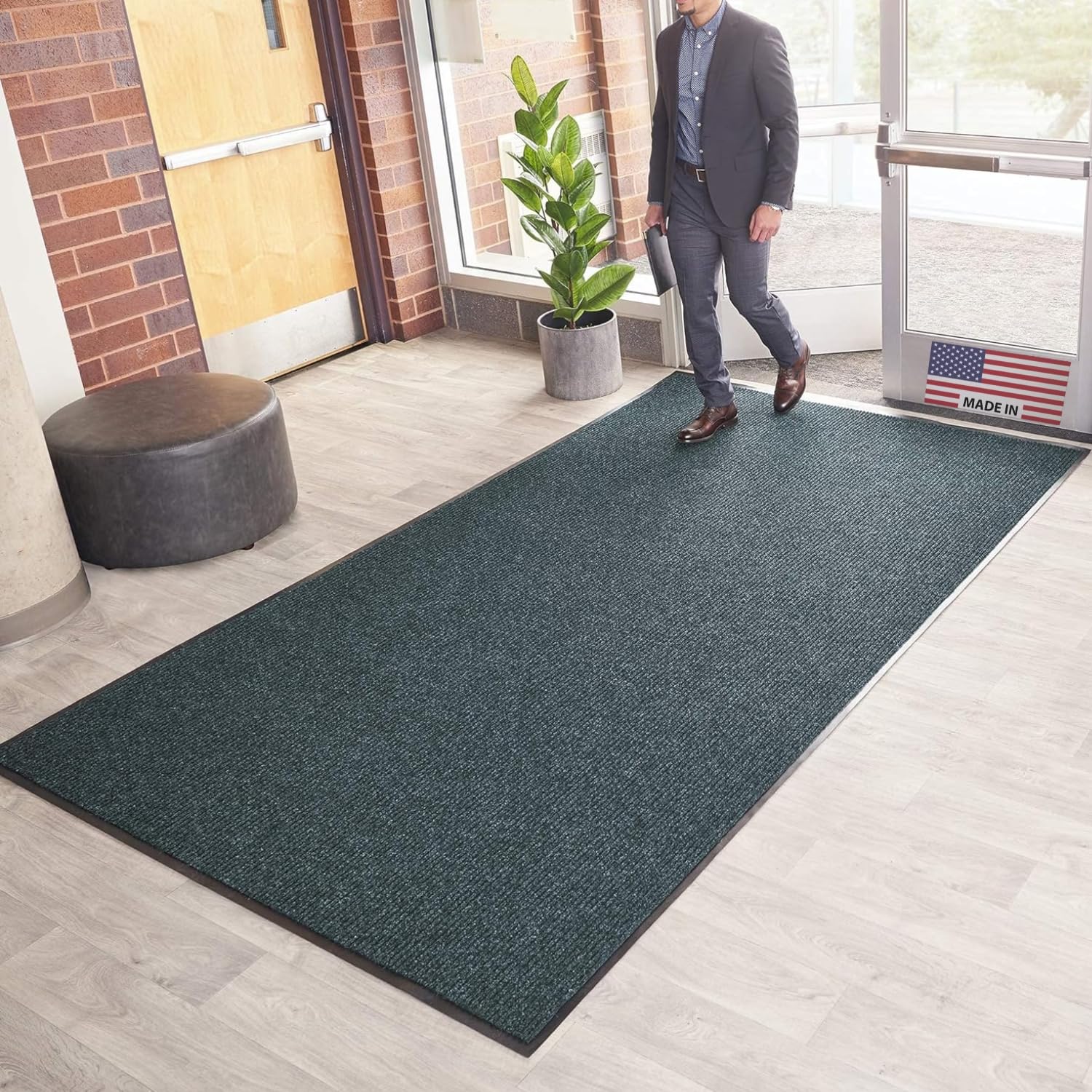 Consolidated Plastics Brush Dry Indoor/Covered Outdoor Entrance Floor Mat, 4' W x 8 L, Blue