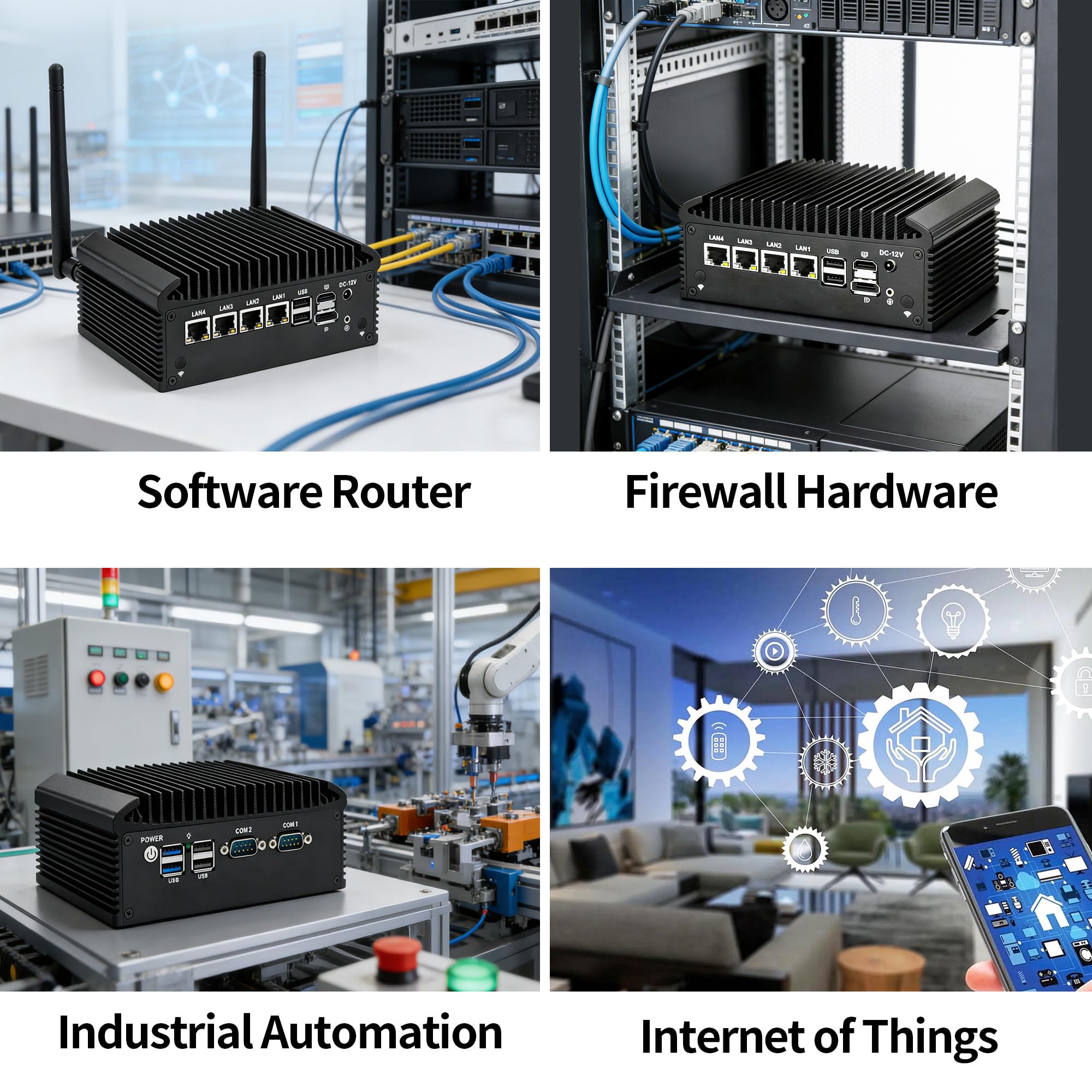 CWWK Mini PC N150 Firewall Appliance, 4 x i226-V 2.5GbE LAN, 2X RS232 COM, Micro OPNsense Box, Fanless Industrial Embedded Mini Computer, 8GB DDR4 RAM 128GB M.2 SSD, SIM, AES-NI