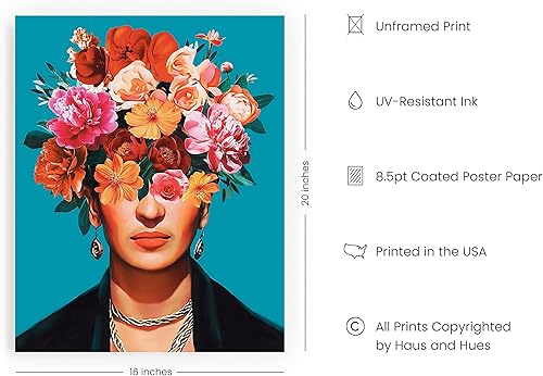 Miniatura 2 de HAUS AND HUES Frida Kahlo - Póster de pared y feminista, póster de Frida Kahlo, arte chicano, latino, chicana, obras de arte mexicanas para paredes
