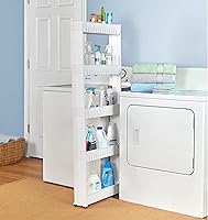 Vista 2 de Carrito de almacenamiento delgado con ruedas de 5 niveles para cocina y baño color blanco