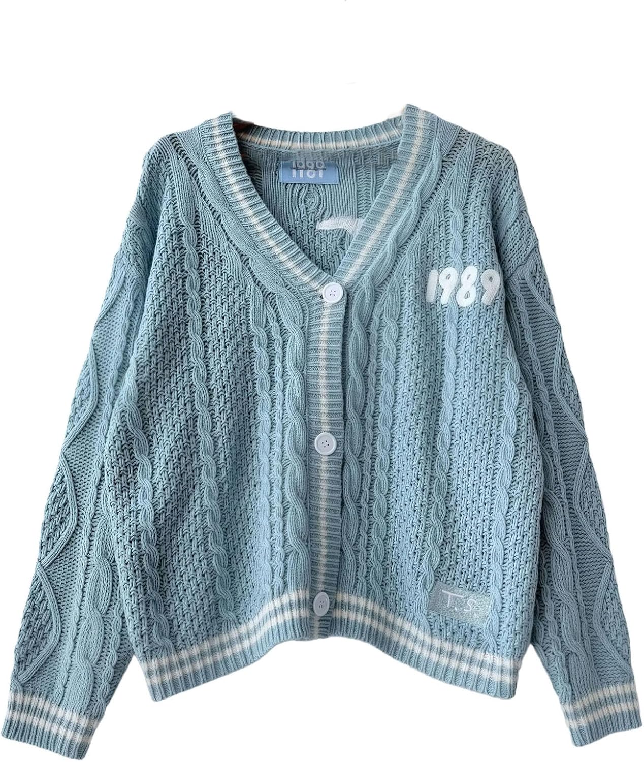 Women Loose Fit Soft Knitted Cardigan Vintage Cozy Chunky Oversized Seagull Embroidery Cardigan Sweater