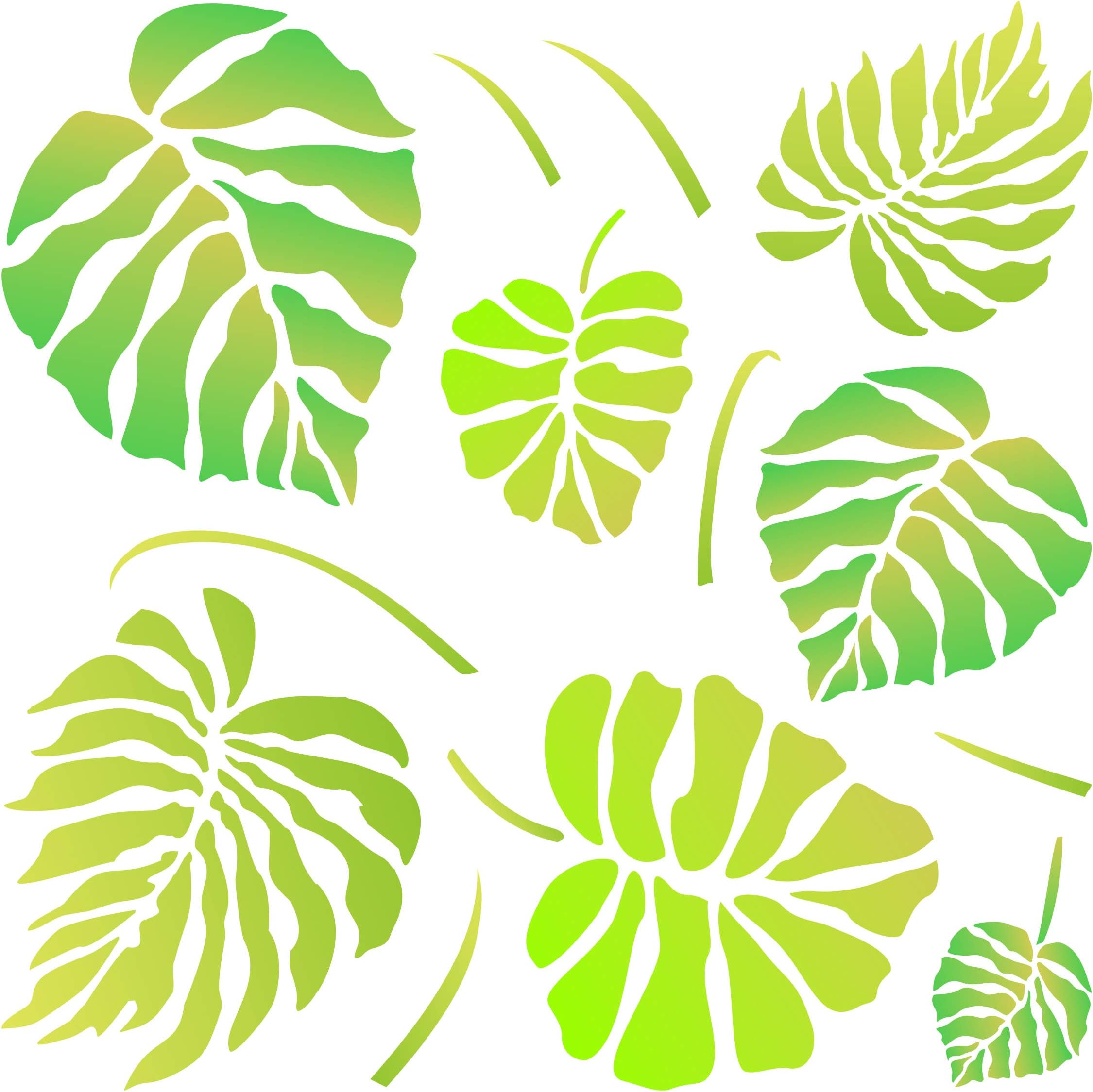 Monstera Leaves Stencil - 35.5cm x 35.5cm (L) - Reusable Large Tropical Philodendron Wall Stencil Template