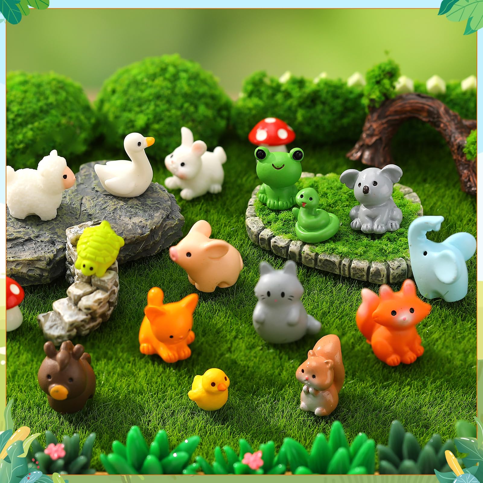 XXHUO Mini Figurines Animaux en Résine 30pcs, 15 Styles Petits Animaux Miniature, Décoration pour Jardin Miniature Maison de Poupée Aquarium Bureau ou Bricolage DIY Cadeau pour Tous Les âges
