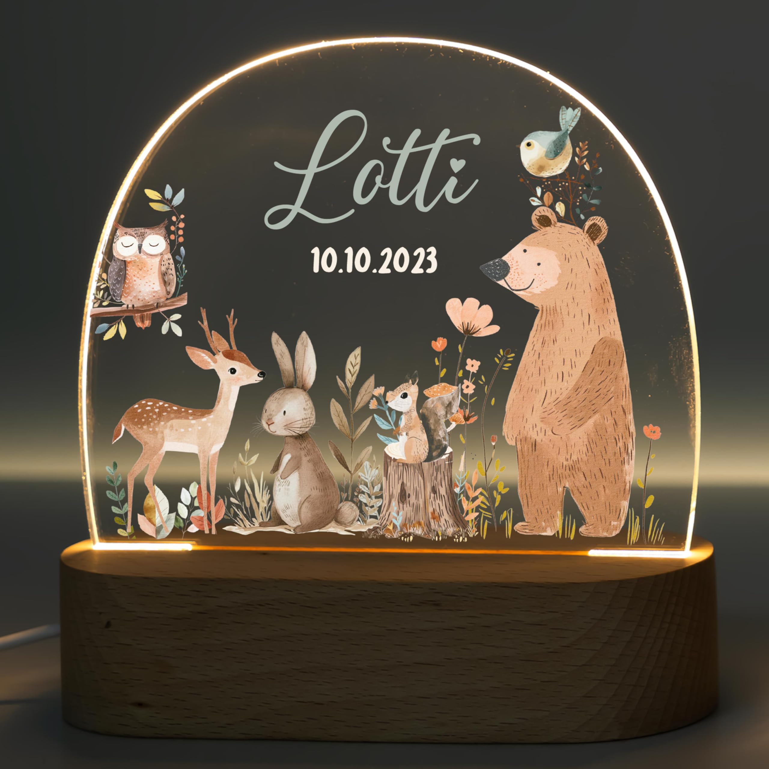 MINIHELDEN - Nachtlicht Baby mit sanftem Licht für Schlafzimmer – Personalisierte Geschenke für Kinder mit Namen – Dimmbares Nachtlicht Kinder – Baby Geschenk zur Geburt – Stilllicht mit USB-Kabel