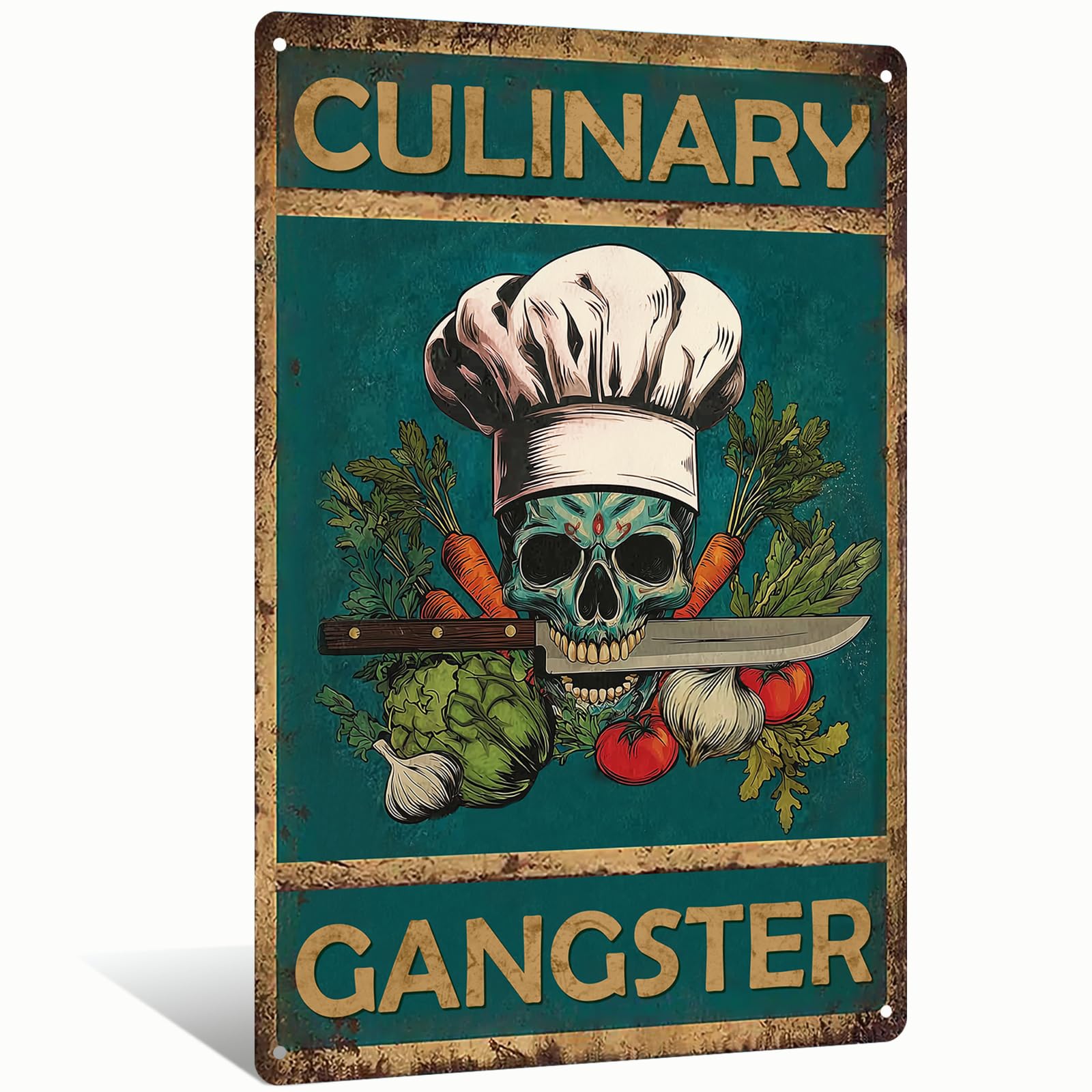 Culinary Gangster Retro Metal Sign Gift For Chef Gift For Cooking Lover Kitchen Funny Vintage Tin Sign Funny Wall Art Home Bar Cafe Garage Home 8 X 12 Inch (25130)