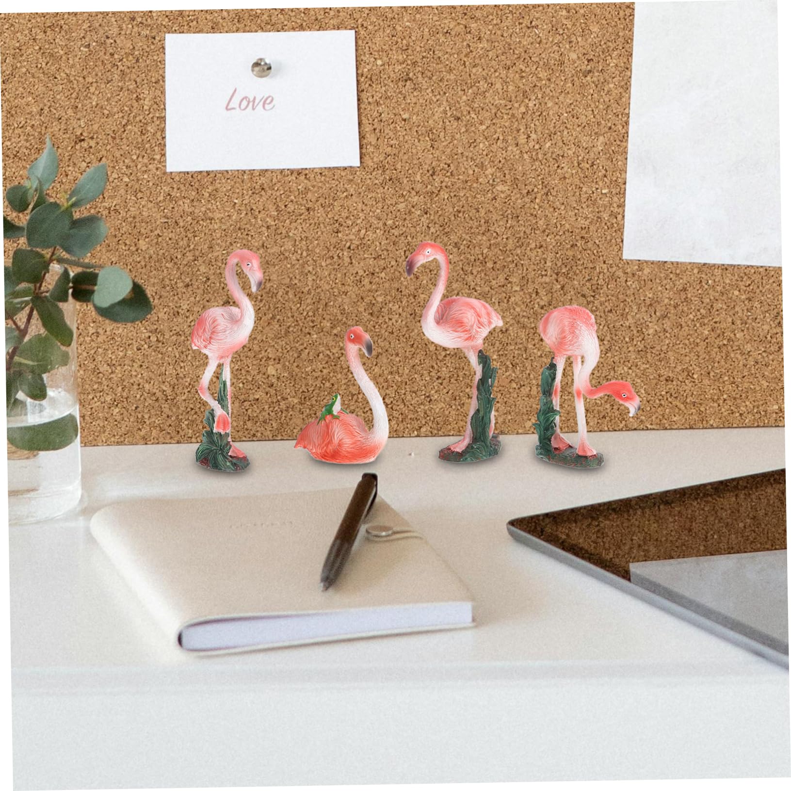 Toddmomy 4 Pezzi Statuette di Fenicottero in Resina, Decorazioni da Giardino per Bonsai e Micro Paesaggio, Rosa, Ornamento Piccolo