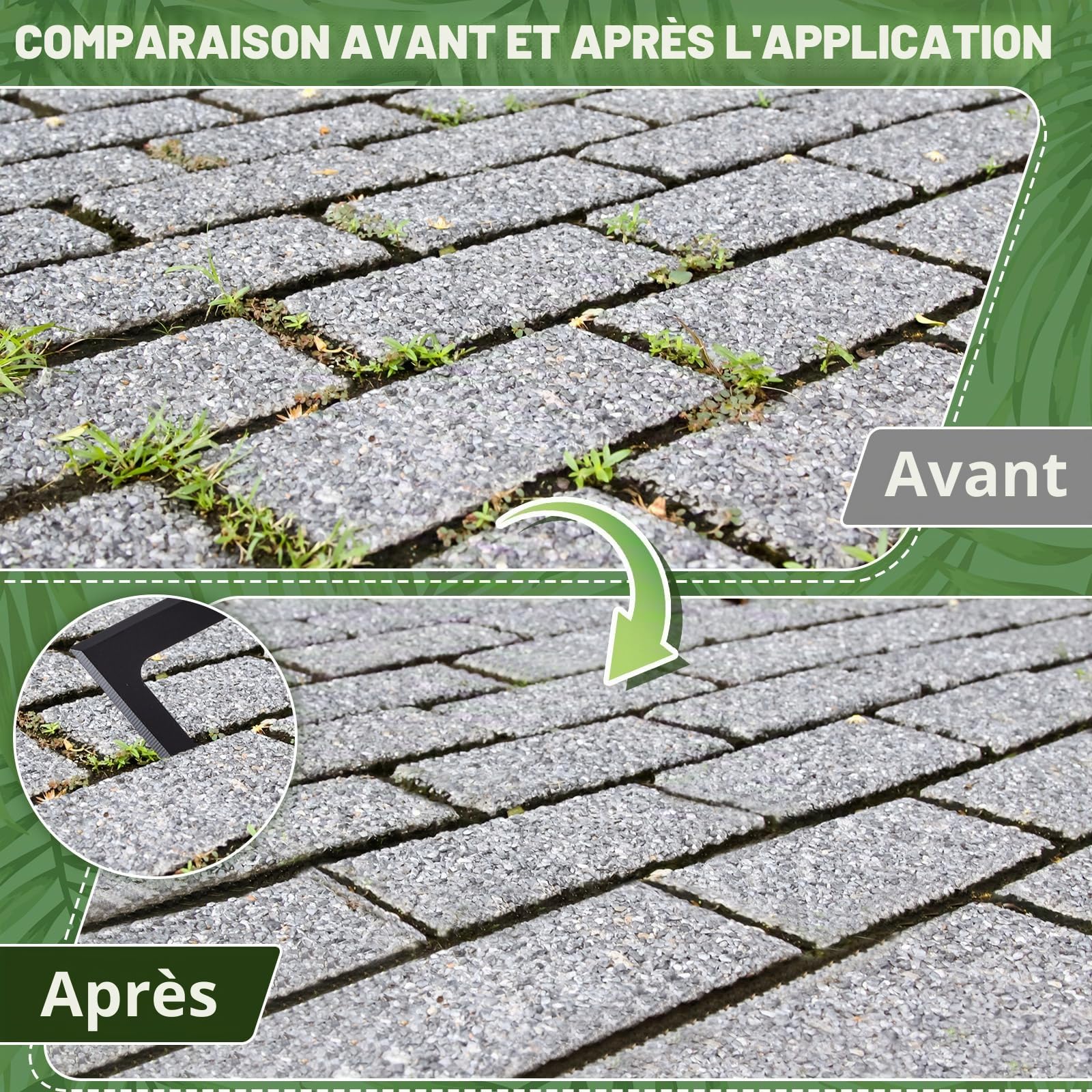 Namalu 60-160 cm Grattoir à Mauvaises Herbes avec Manche Désherbeur Manuel Couteau à Désherber avec Clé à Fourche pour Éliminer Mauvaises Herbes et Mousse entre Joints et Pavés