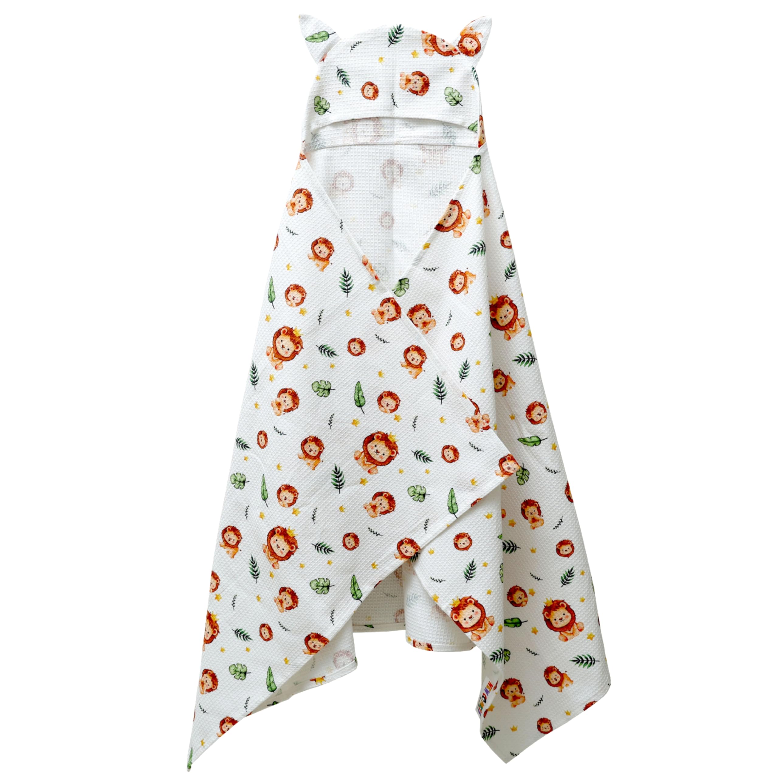 NEW COMERS® 100% Pure Cotton Waffle Hooded Wrapper - Baby Towel for New Born | Big Size 50cm x 26cm | Soft, Safe & Skin-Friendly | Perfect for Newborns 0-5 Years | Breathble Absorbant (Multicolor 4)-image-40
