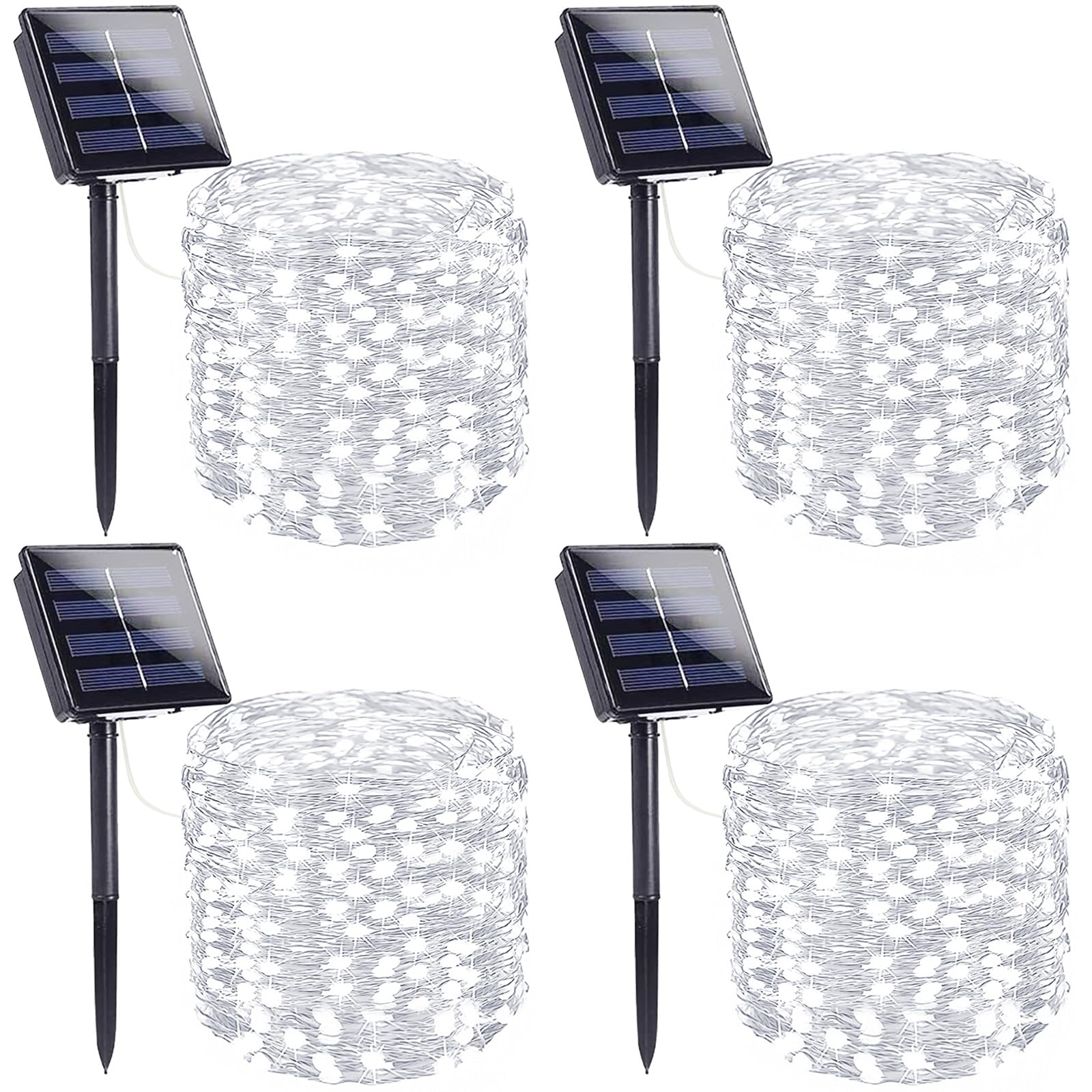 4 Pack Solar String Lights Outdoor, Extra-Long 400LED Solar Christmas Fairy Lights Waterproof, Outdoor Twinkle Light Silver Wire 8 Modes Fairy Light for Tree Garden Party Xmas Decor (Cool White)