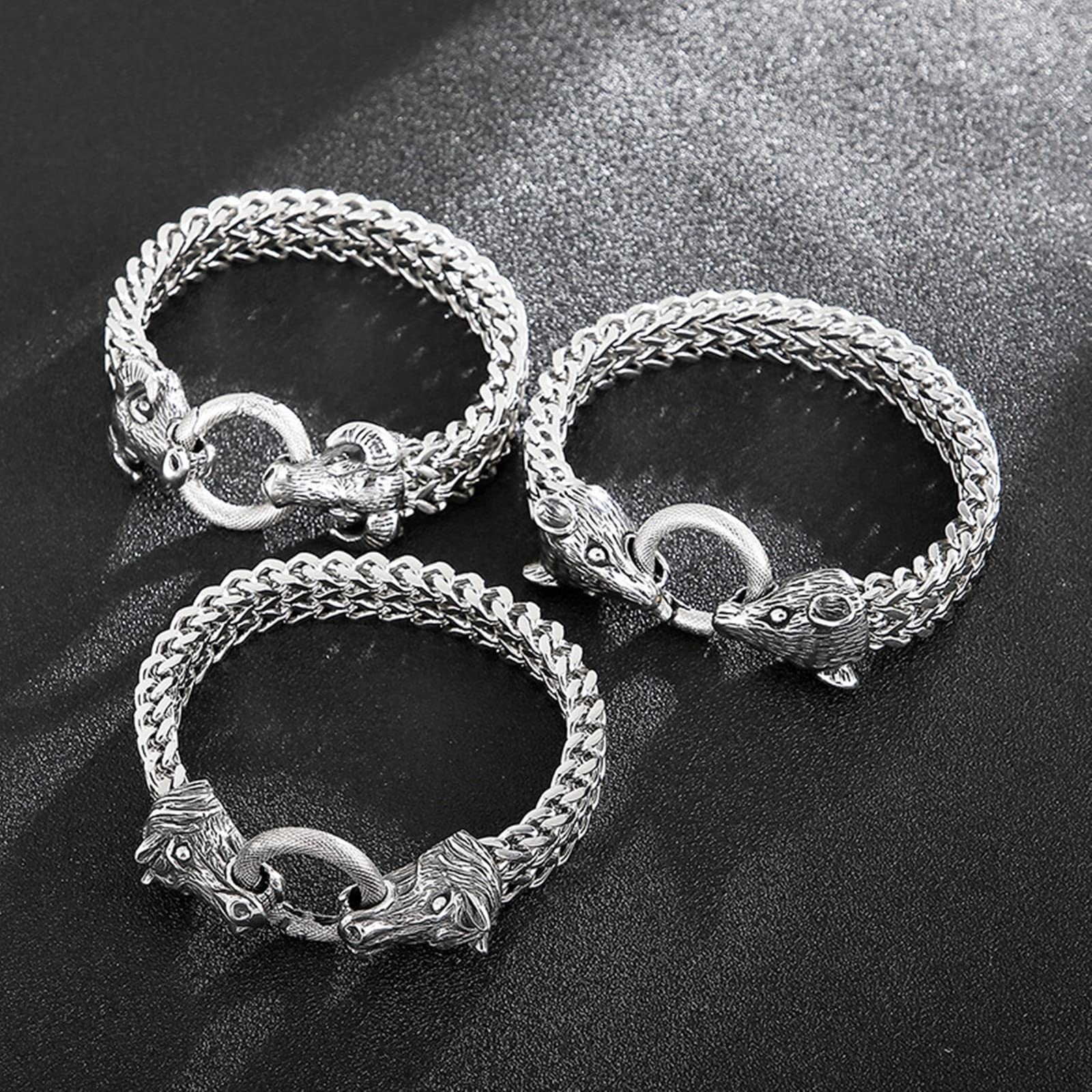 Bracciale Acciaio Uomo, Bracciale Uomo Catena Argento Forma Zodiaco a Doppia Trama Regalo di Compleanno Braccialetto