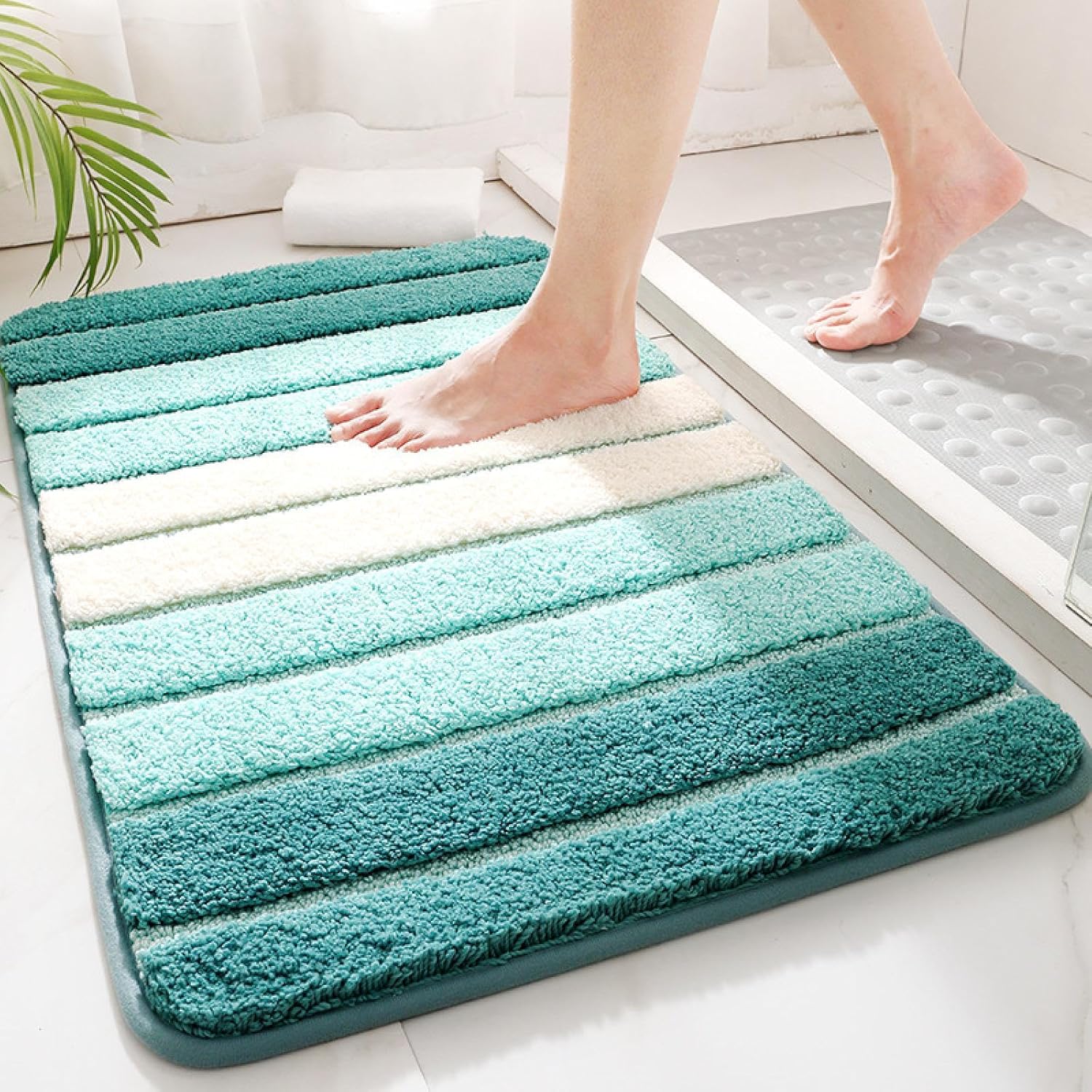 Cross-Border Minimalist Stripe Entry Door Mat Door Mat Carpet Toilet Bathroom Anti-Slip Absorbent Floor Mat