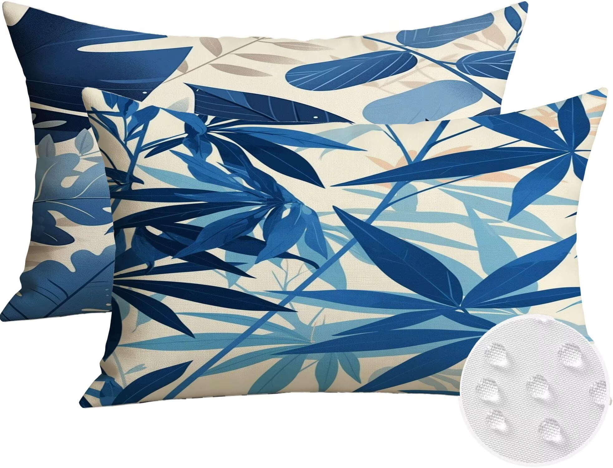 Générique Housse Coussin Exterieur Impermeable 30x50cm Bleu Décoratif Taie d'oreiller Decoration Feuilles Tropicales Housse de Coussin Exterieur Impermeable pour Salon de Jardin Lot 2. T-4929