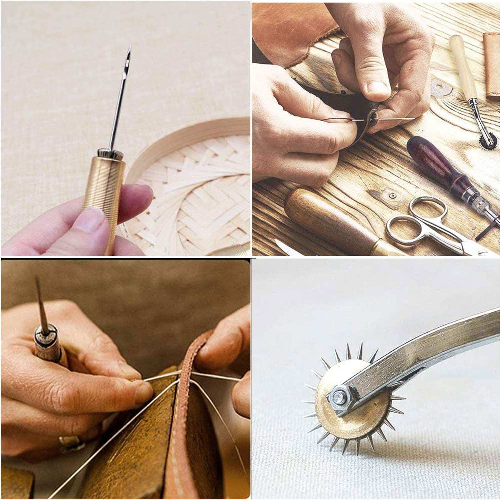 Set di 55 strumenti per lavorazione della pelle, kit fai-da-te per intaglio e stampaggio della pelle con scatola di conservazione, attrezzi artigianali per la lavorazione della