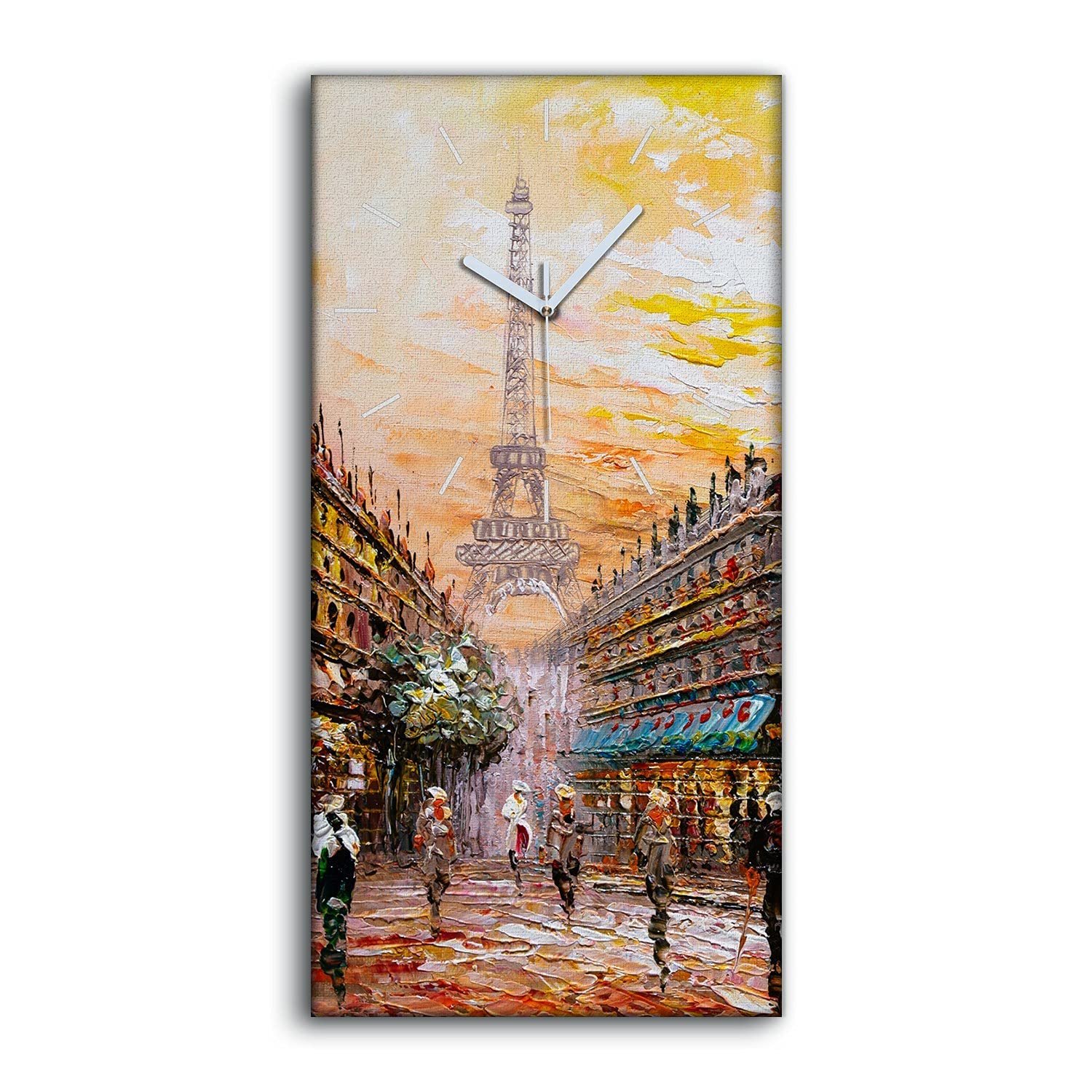 Horloge sur Toile Paris Muette 30x60cm | Cadran Silencieux