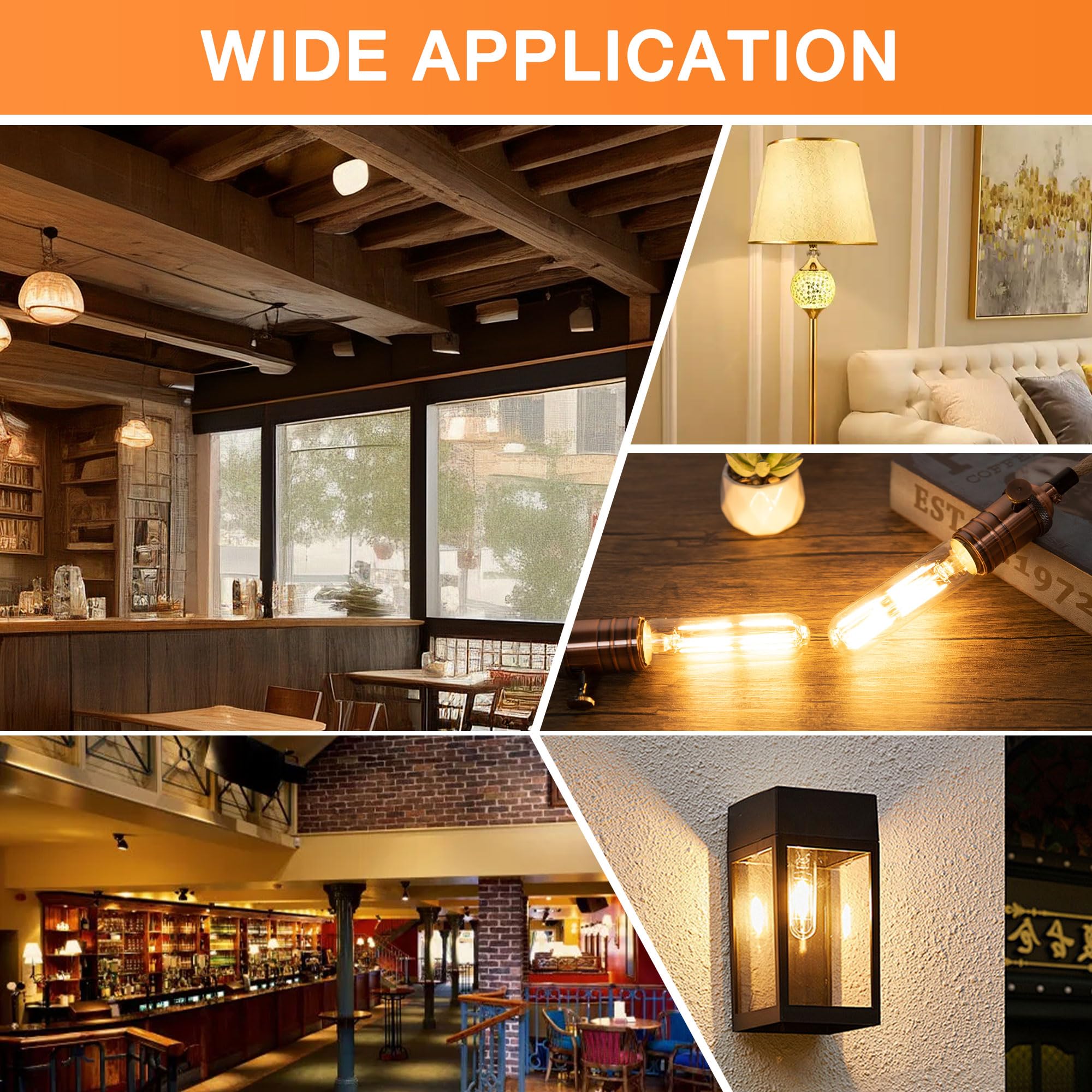 ToBeGreat T30 LED Light Bulbs 6 Watt Equivalent 60W E26 Tubular Bulbs T10 Edison LED Filament Bulb Warm — view 6