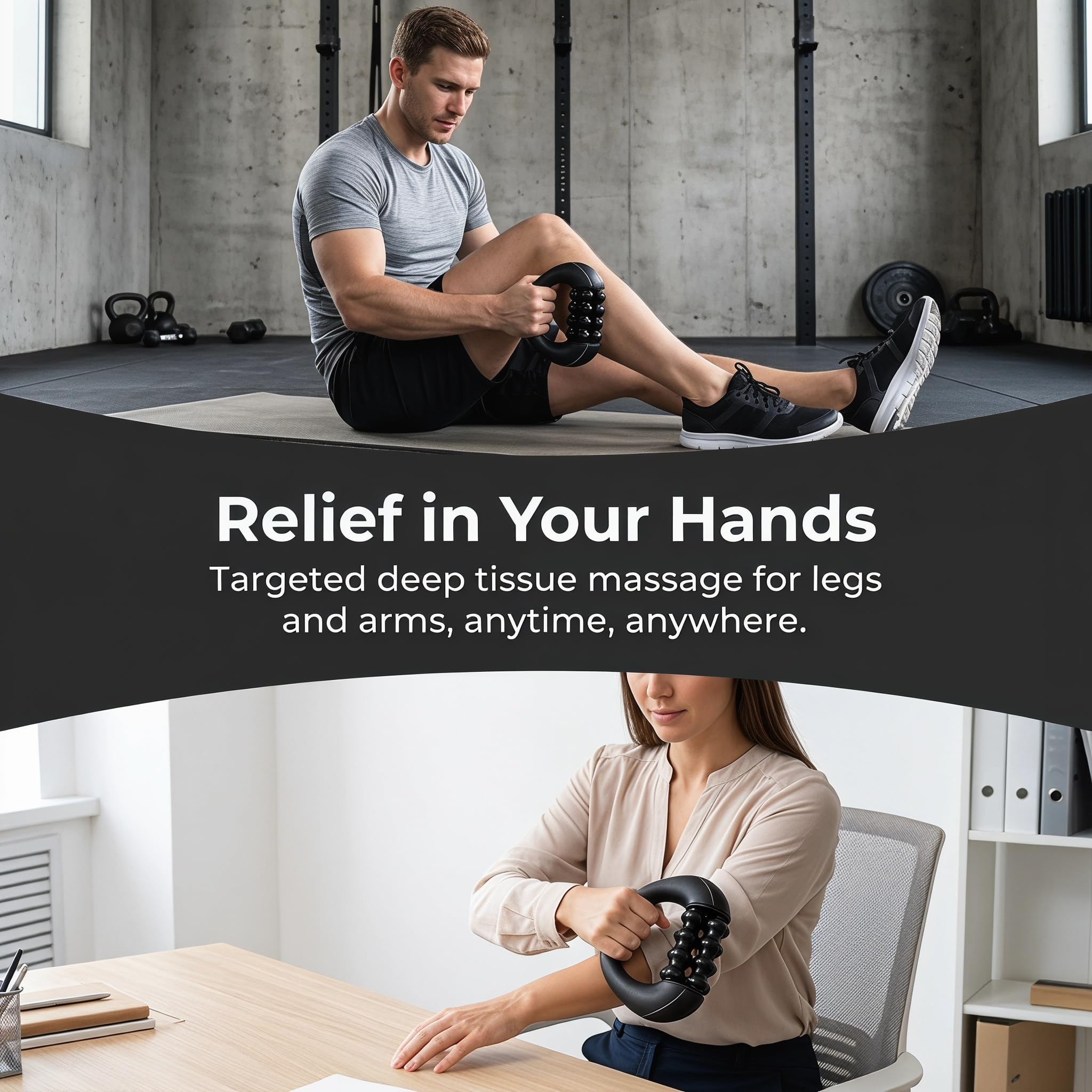 Massageroller Elektrisch Handmassagegerät Massagerolle Mit Rollen, Tiefengewebsmassage -3 Intensitätsstufen & Wiederaufladbar Für Nacken Rücken Arme Beine