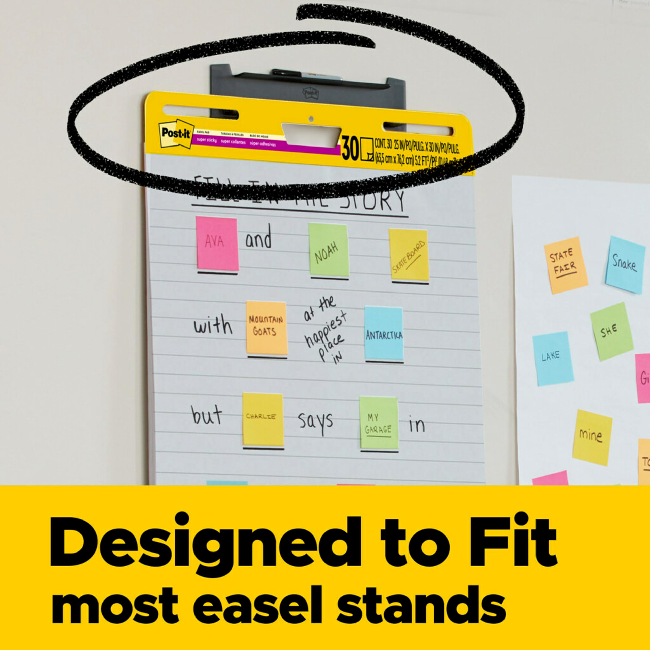 Post-it Super Sticky Easel Pad, 63 x 76 cm, 30 fogli/blocco, 6 blocchi (561WL VAD 6PK), grande carta bianca a righe di alta qualità per lavagna a fogli mobili