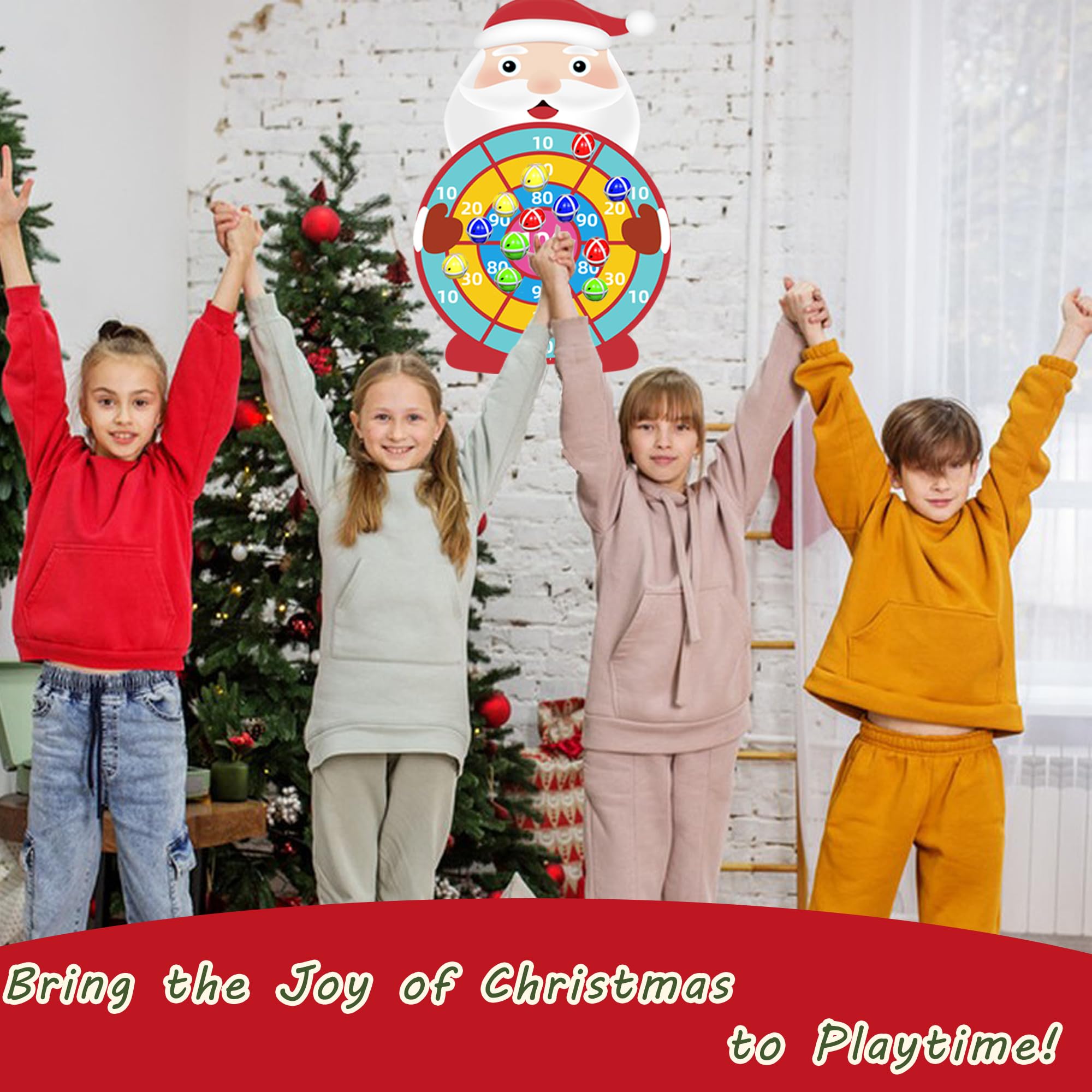 76CM Christmas Decorations, Large Christmas Kids Gifts Toys for 3-9, Santa Claus Dartboard Set including 12 Sticky Balls - Image 4