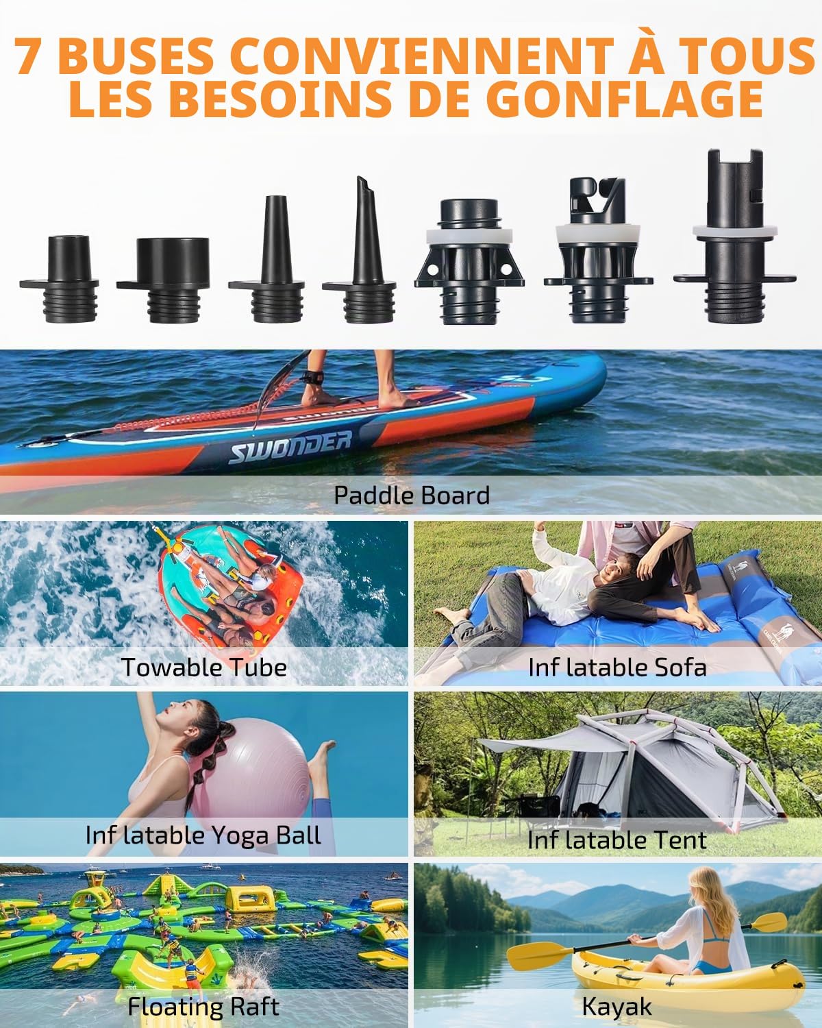 Swonder Pompe Électrique Numérique Haute Pression 20 PSI pour Paddle Gonflable, Kayak, Tente – Gonfleur Sup à Double Étape Intelligente avec Arrêt Automatique – Disponible en Deux Couleurs