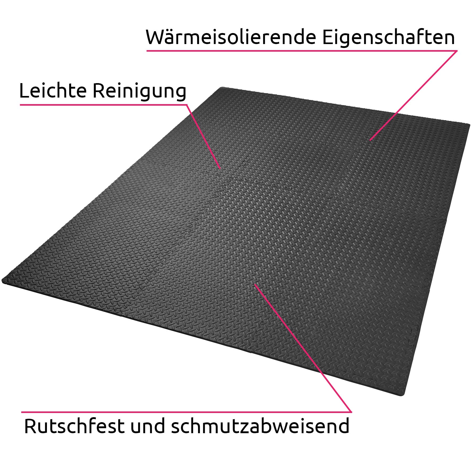 tectake Bodenschutzmatte, Puzzle Matte für den Boden, Schutzmatten für Fitness Übungen, Fitnessgeräte, als Fallschutzmatten indoor, Belag für Garagenboden, dicke Puzzlematten 61cm x 61cm