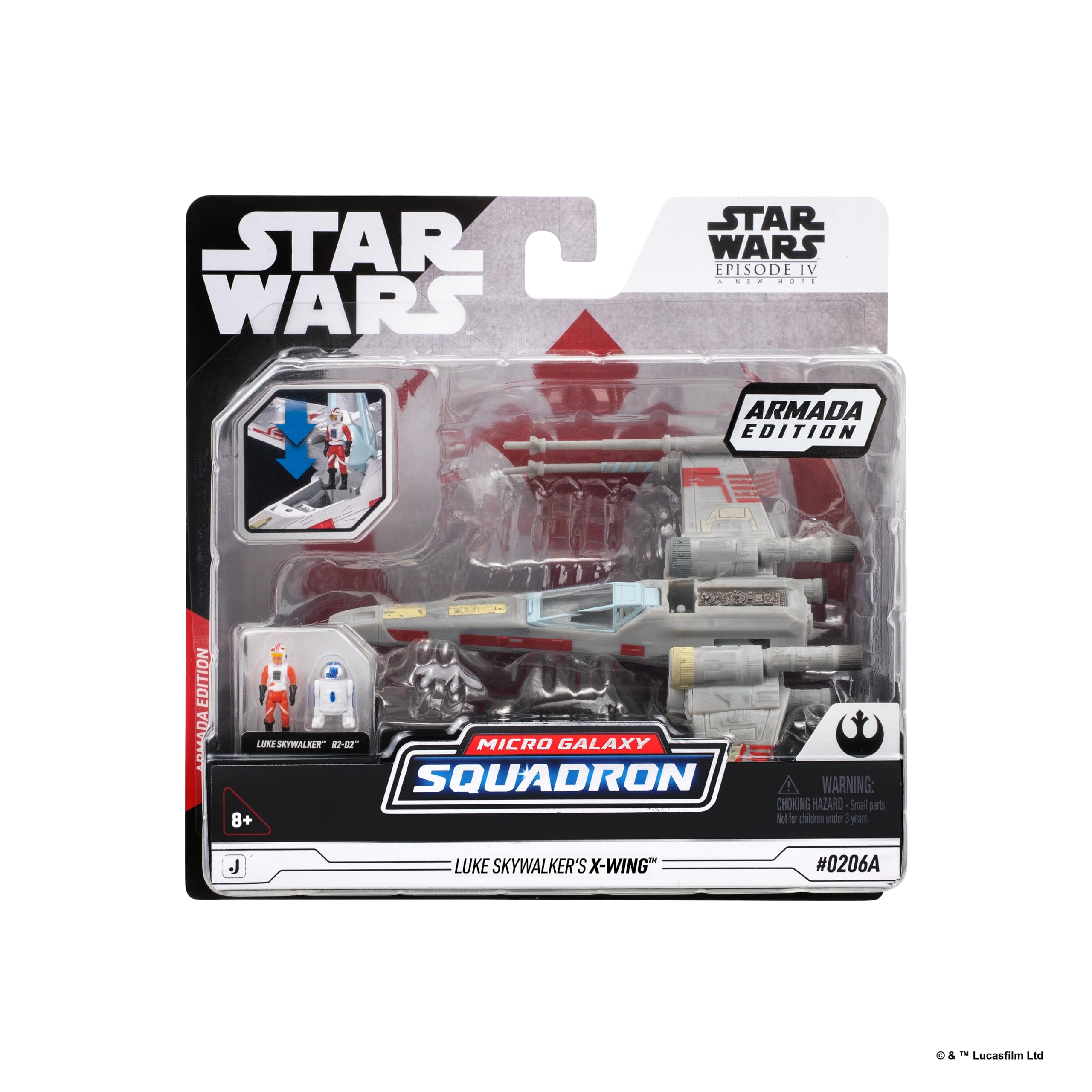 Star Wars Micro Galaxy Squadron Luke Skywalker X-Wing (edición Armada) – Vehículo de 5 pulgadas con dos accesorios de microfiguras de 1 pulgada
