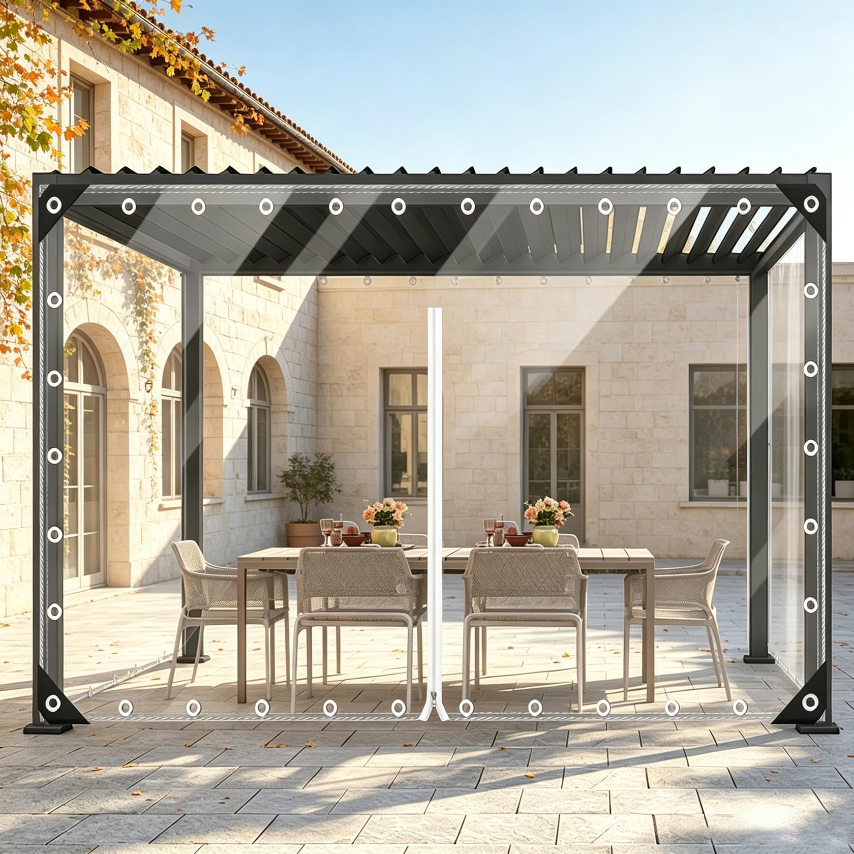 Ezcasch 2x2m(HxW) Clear Tarpaulin with Zip, 420g/m² PVC Heavy Duty Tarp