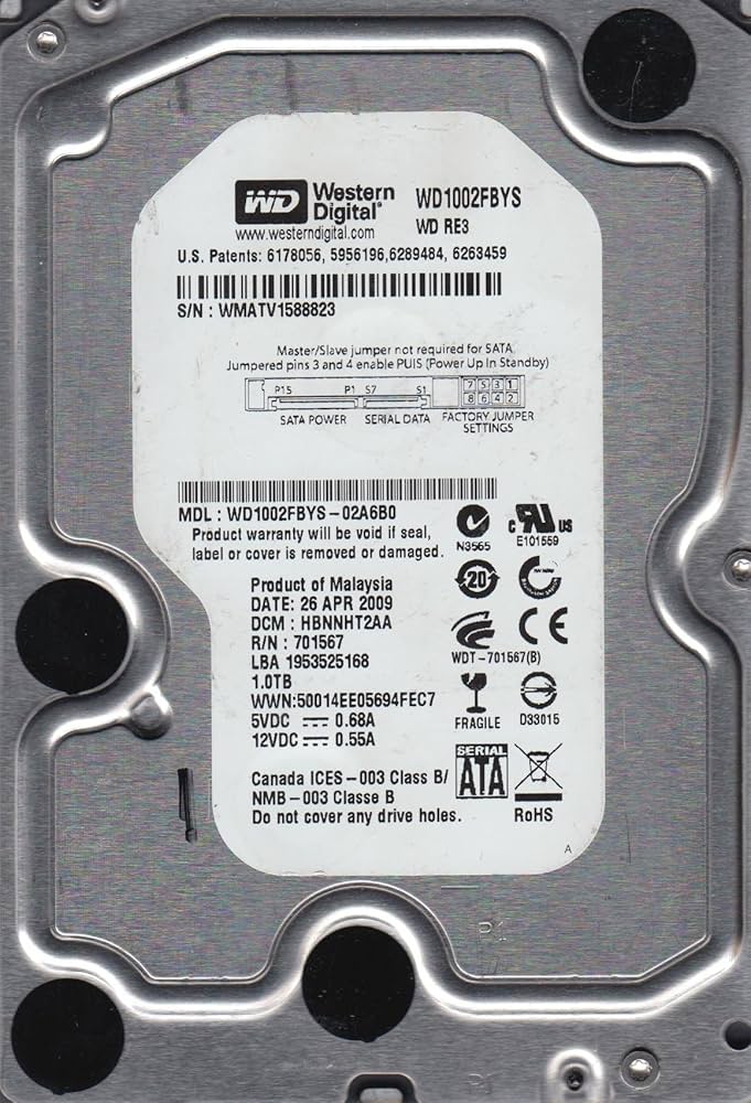 外付けハードディスク・ドライブ WD 1TB HDD WD1002FBYS Amazon.com: Western Digital WD1002FBYS-18W8B0 1TB 7200RPM