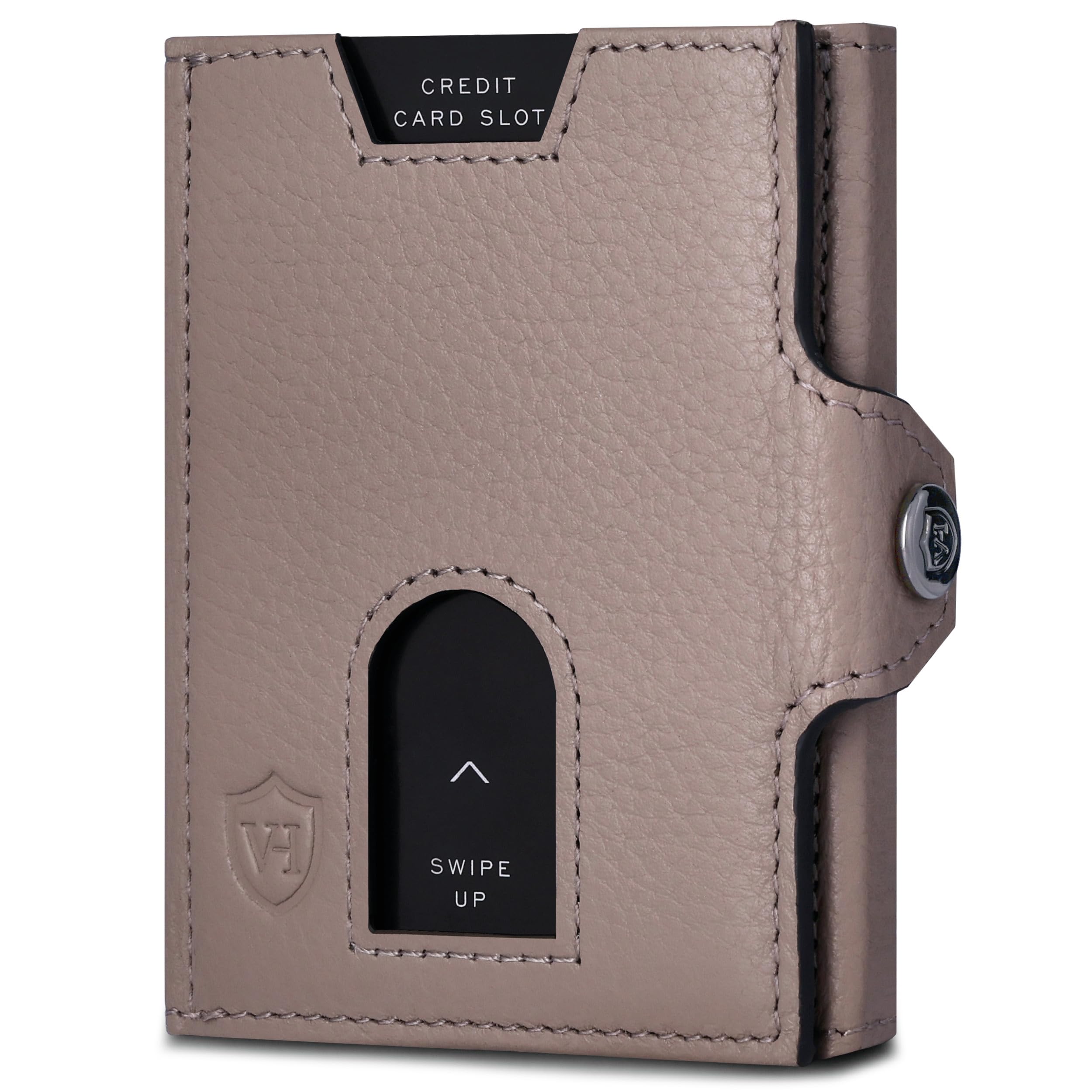 VON HEESEN Slim Wallet mit RFID Schutz - Geldbörse Herren klein - Mini Geldbeutel Damen Portmonee - Kartenetui Echtleder Karten Portemonnaie - Leder Kreditkartenetui Taupe