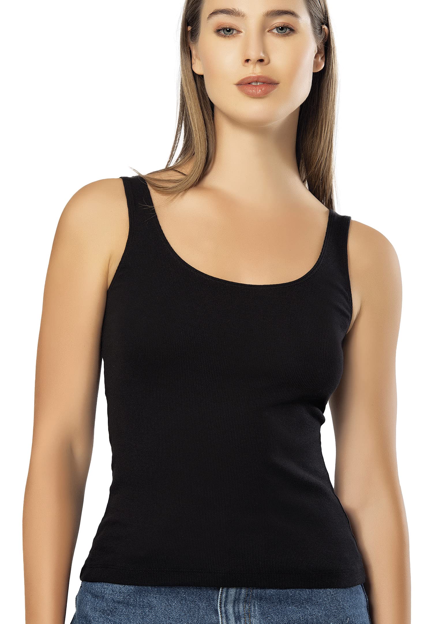 Cotton Lycra Shimmy Camisole - Women's Adjustable Spaghetti Strap Tank Top with Seamless Design, Regular Cotton Lycra Blend, Racerback, Plus-Size