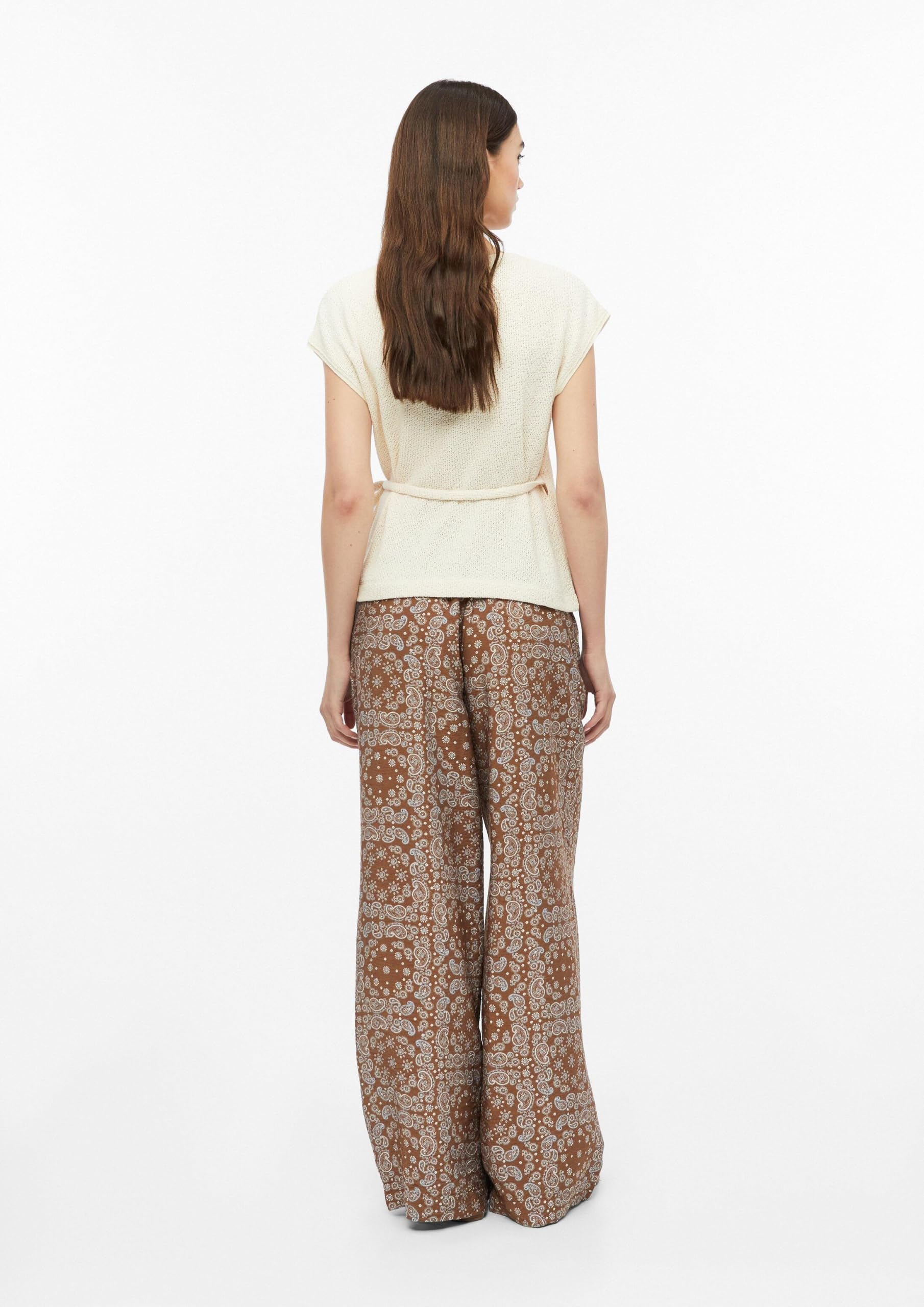 s.Oliver Damen Hose Strukturierte Wide-Leg-Hose aus Viskosemix