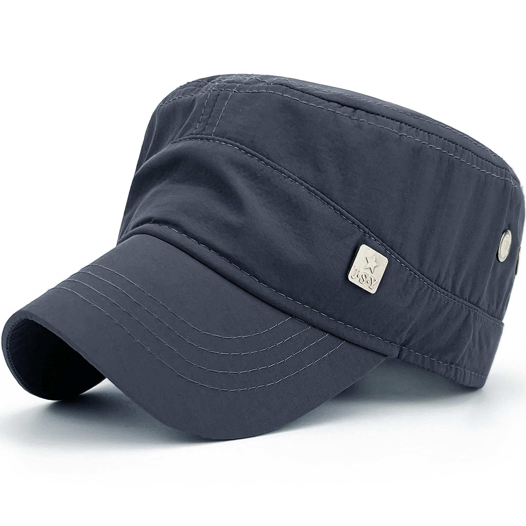 REDSHARKSPolyester Water Resistant Military Caps for Men Quick Dry Cadet Hats for Women Army Cap Flat Top Dad Hat