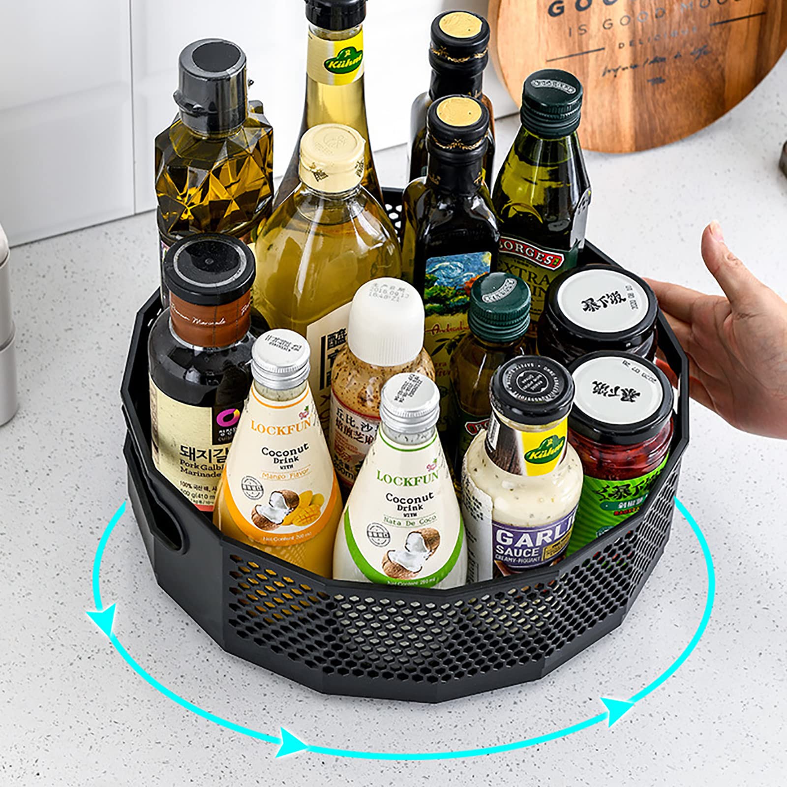 Lazy Susan Organizer Girevole Per Frigorifero E Dispensa: 39x30 Cm, Base A Cuore, Capacità 8kg, Acrilico