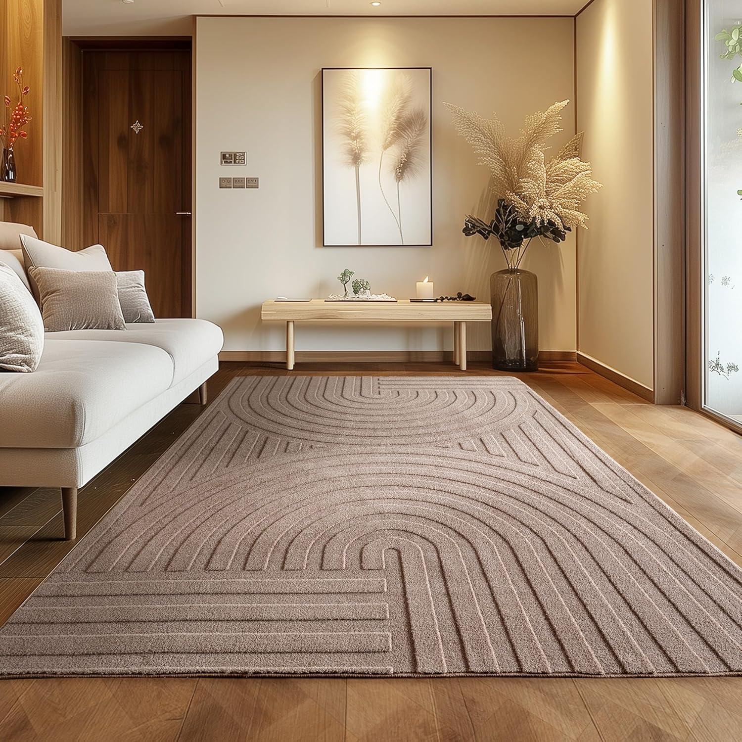 Tapis de chambre et salon moderne Bari Beige pour réchauffer vos pièces