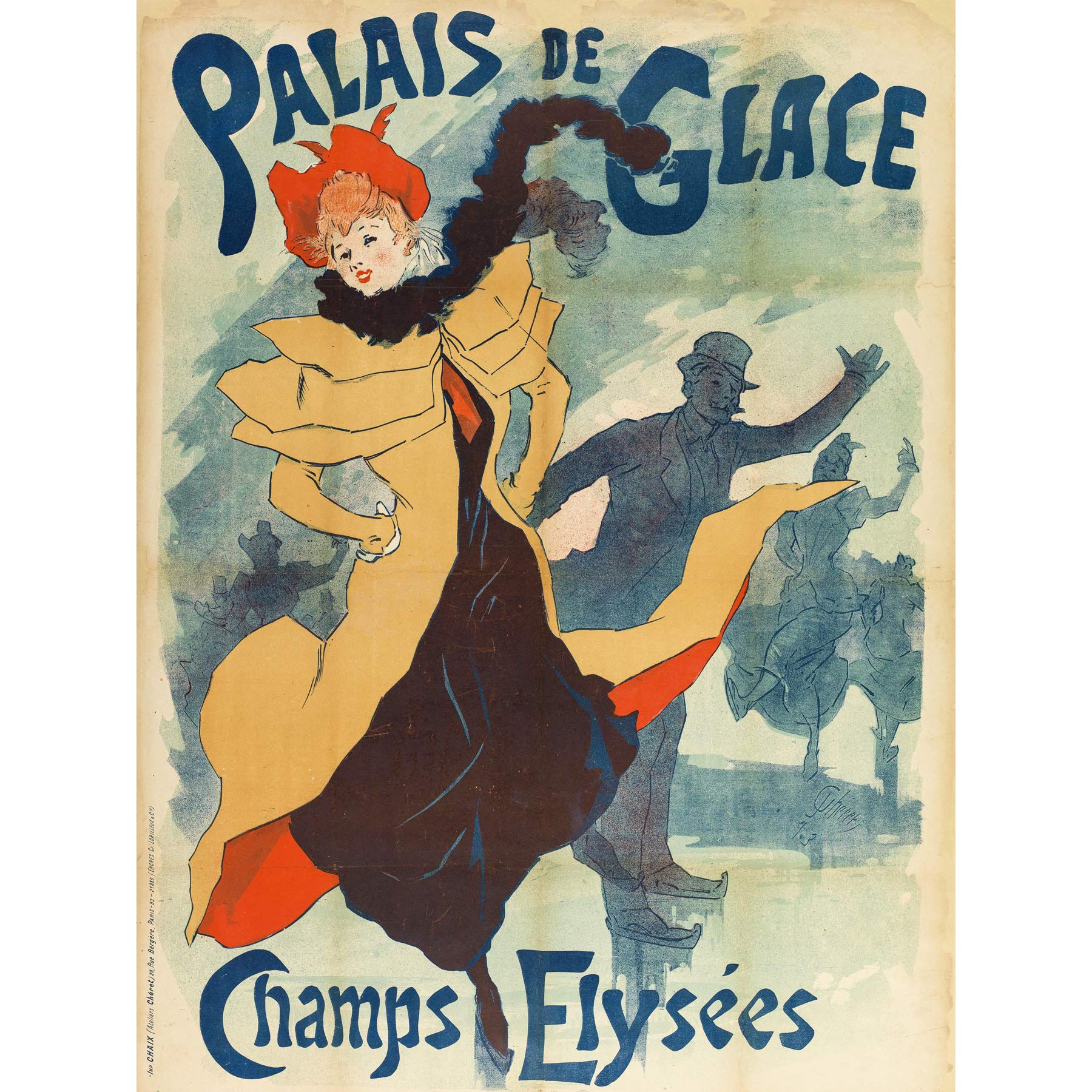 Cheret Ice Skating Palais Glace Paris Vintage Advert Large Print Poster Wall Art Decor Picture