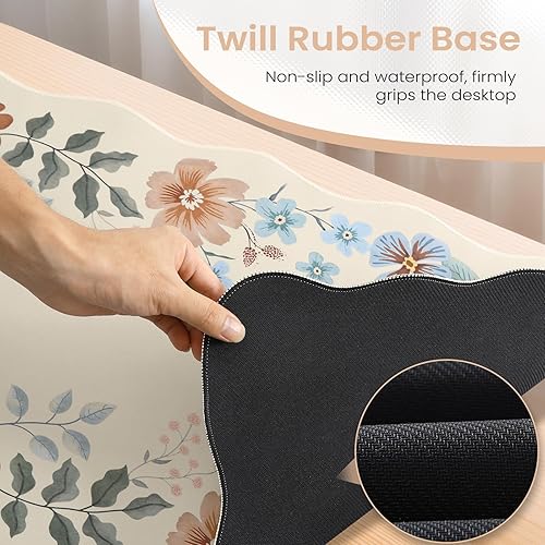 Miniatura 4 de HAOCOO Alfombrilla de escritorio festoneada para escritorio, alfombrilla de mouse antideslizante, tapete de escritorio lavable, tapete de teclado