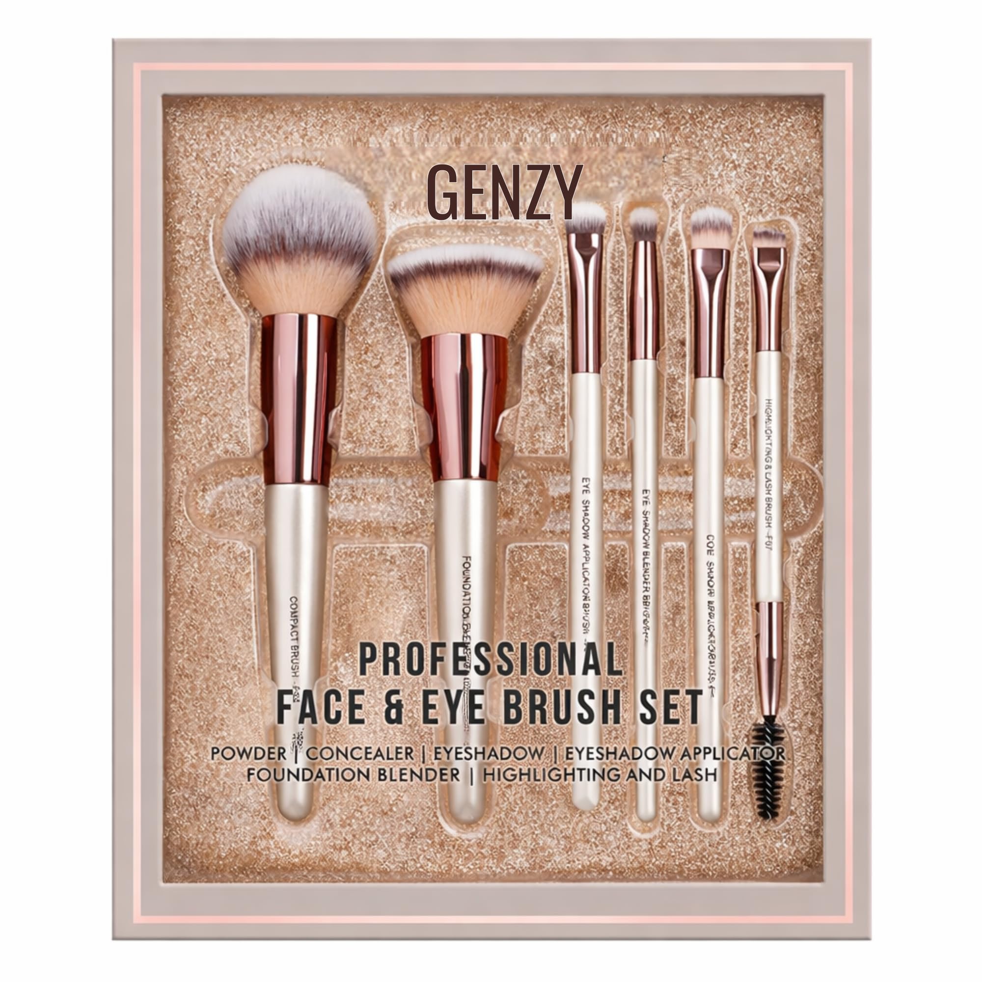 Genzy Professional Makeup Brush Set of 6 | Premium Synthetic Face & Eye Brushes Kit for Foundation, Concealer, Powder, Blush & Eyeshadow | Soft Cruelty-Free Bristles | Cream, Liquid & Powder Compatible-picture-52