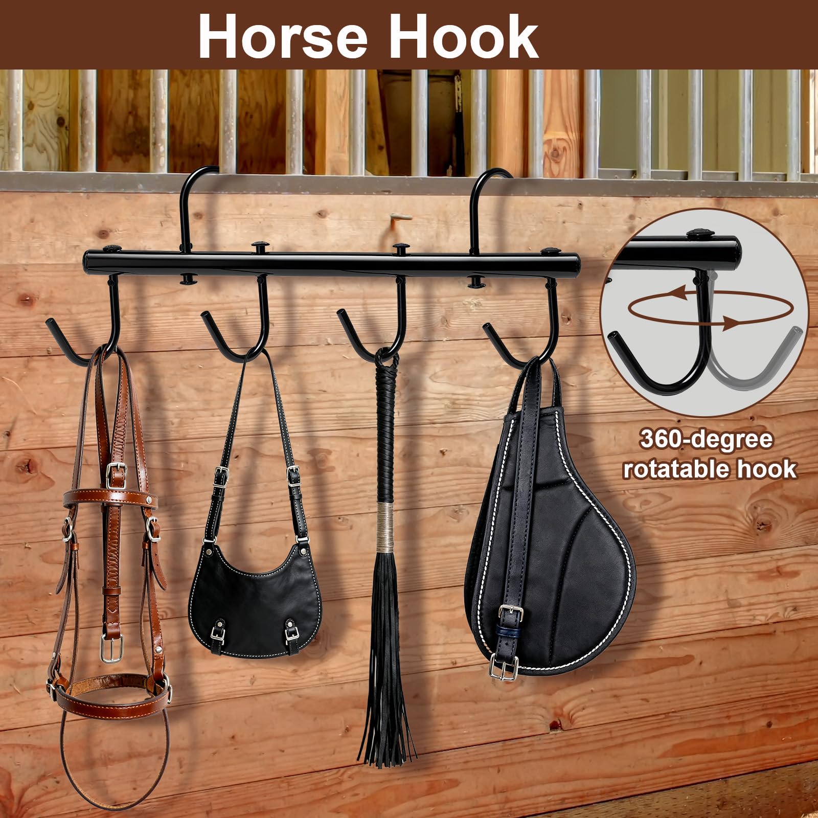 GHWMYD 2 Pcs Black Tack Rack with Swivel Hooks - Image 3