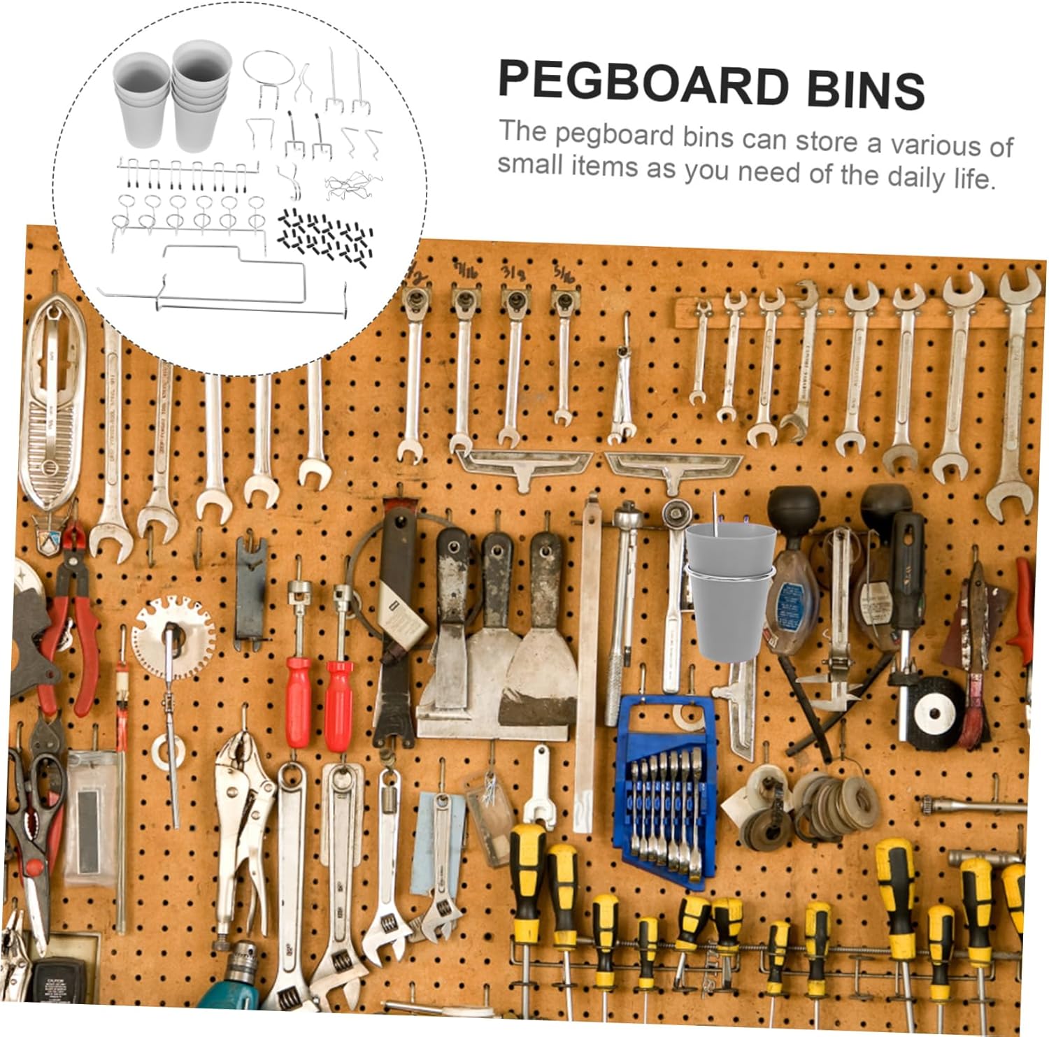 1set Pegboard Hook Organizer for Tools and Crafts Easy to Install Hooks for Home Office and Garage Storage