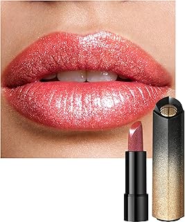 Lápiz labial metálico con purpurina rosa para...