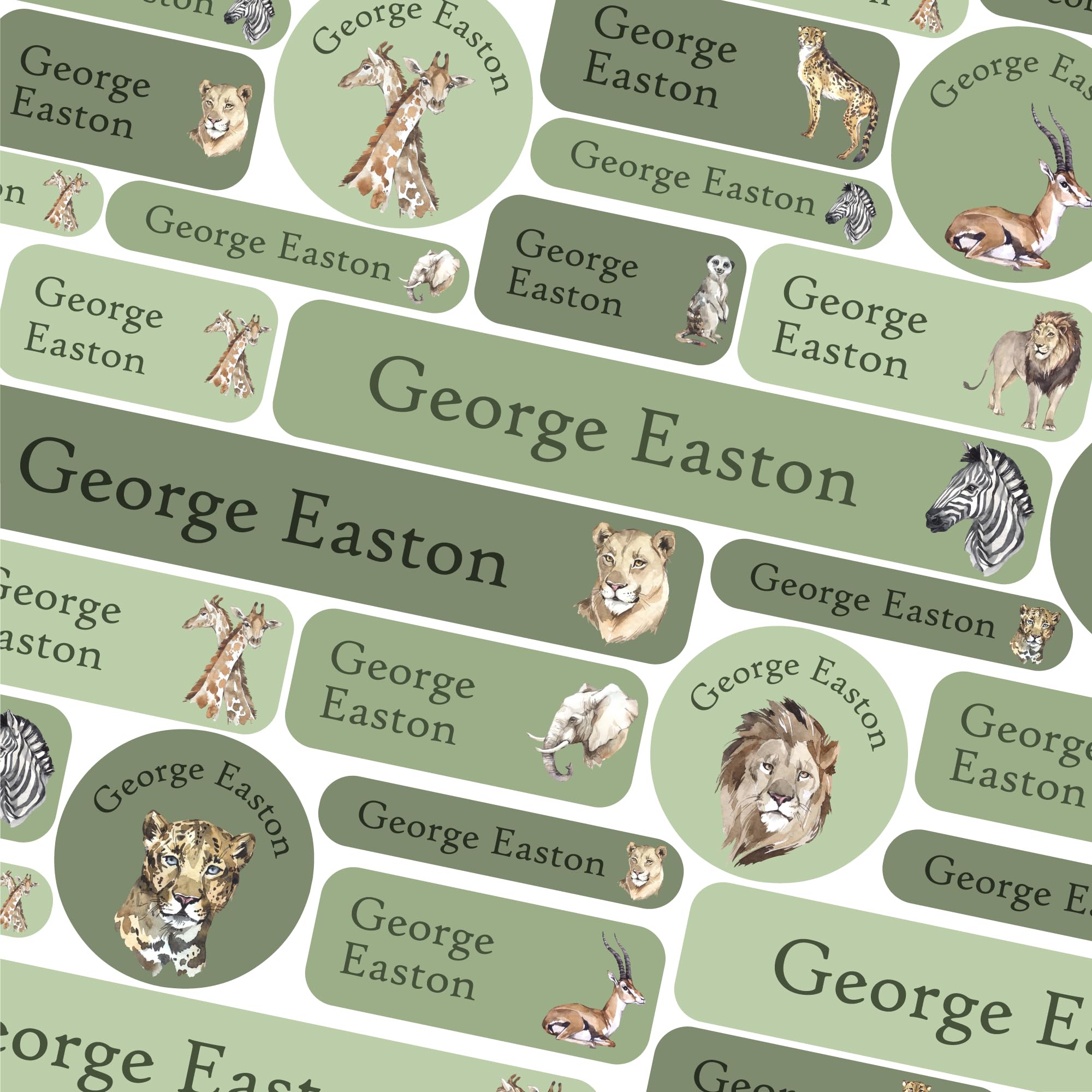 123 School Name Labels for Children No Iron Name Tags for Clothes Name Stickers for Water Bottles, Uniform, Secondary School, College, Care Homes, Washable and Dishwasher Safe (Savannah Green)