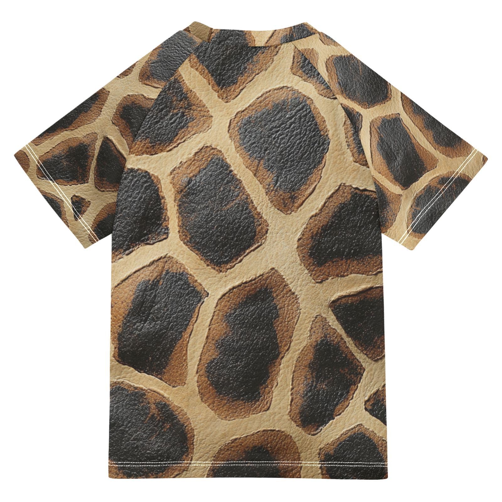 Girls Bathing Suit Short Sleeve Childrens Bathing Suits 7T Giraffe Skin Texture
